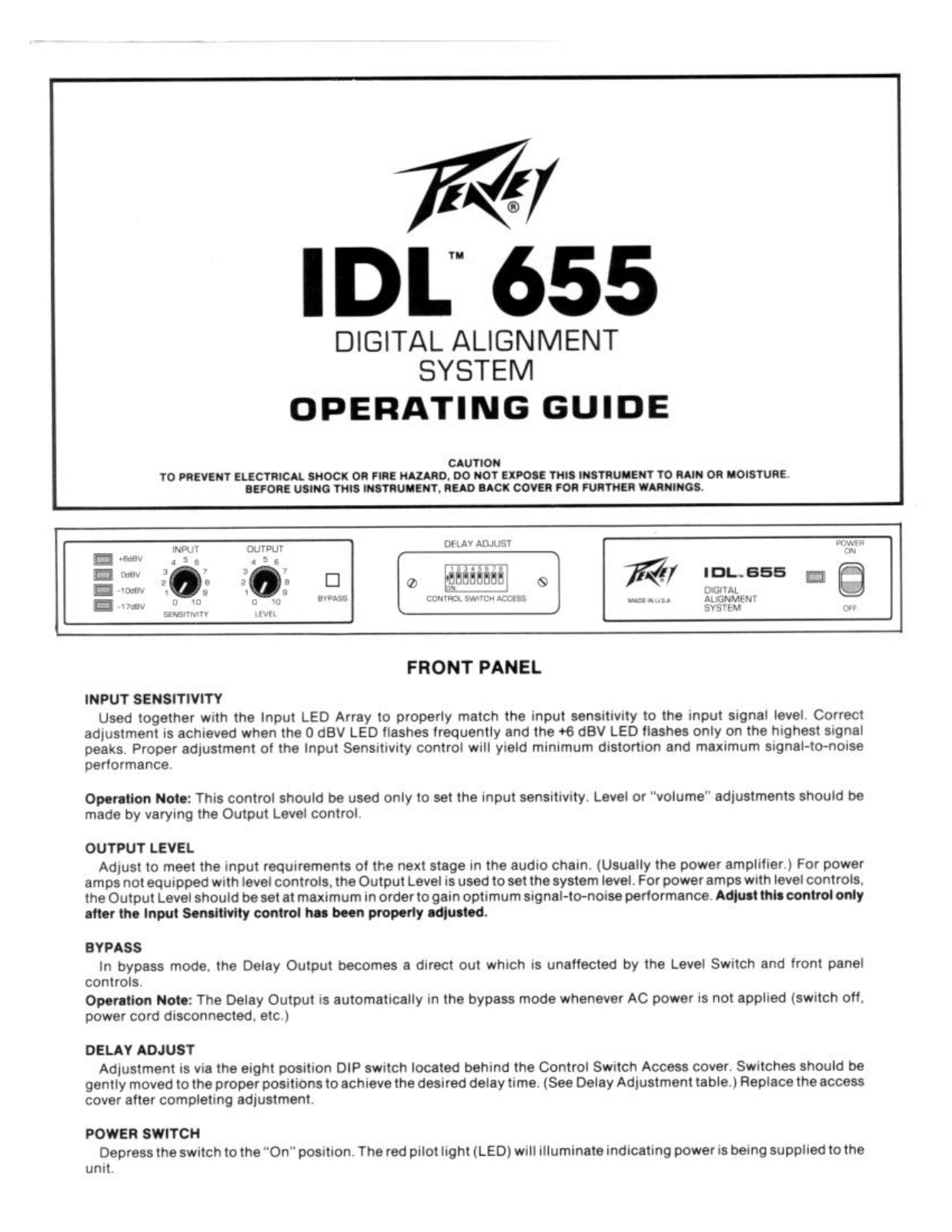 Peavey IDL 655 Operating Manual