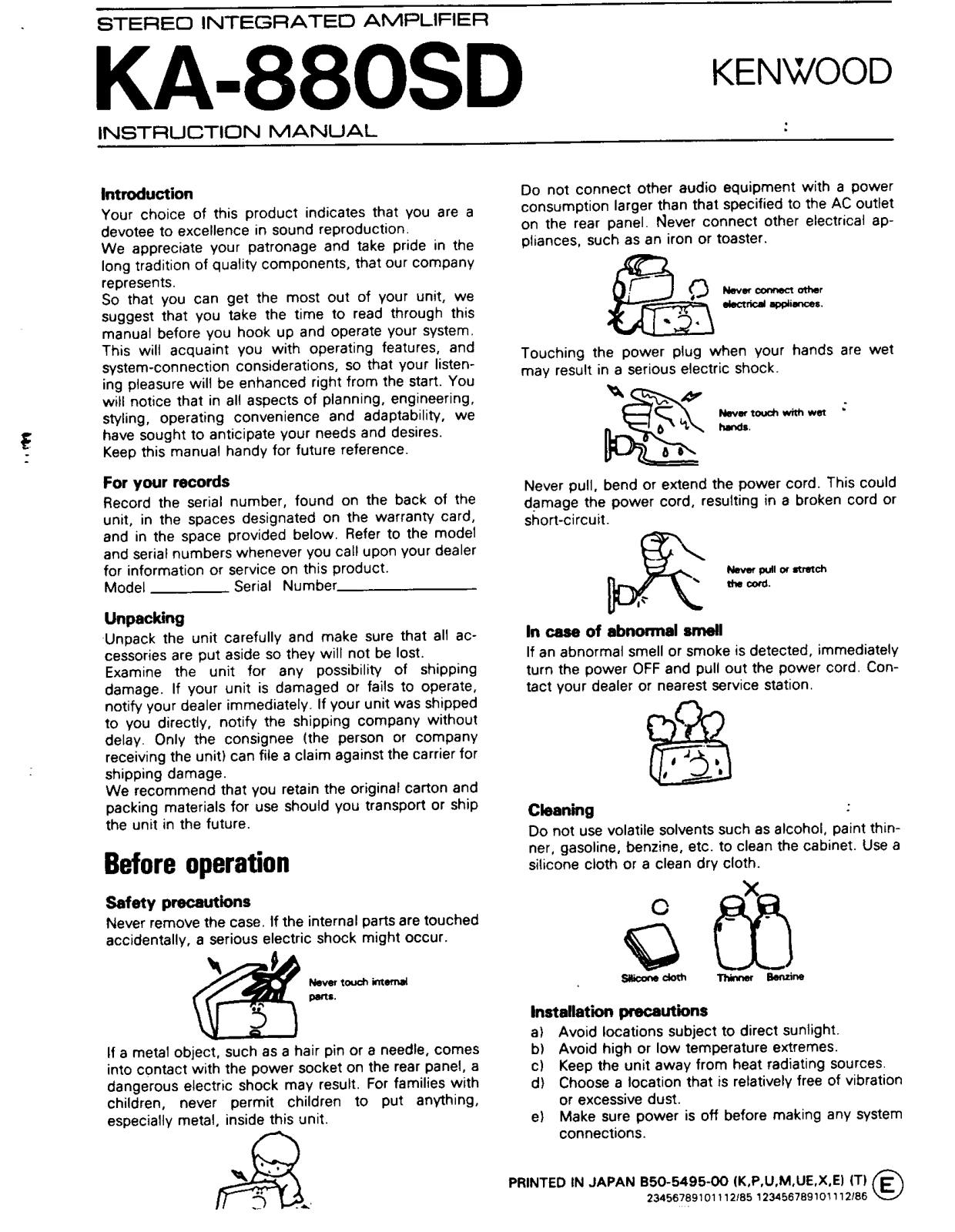 Kenwood KA-880SD Owner's Manual