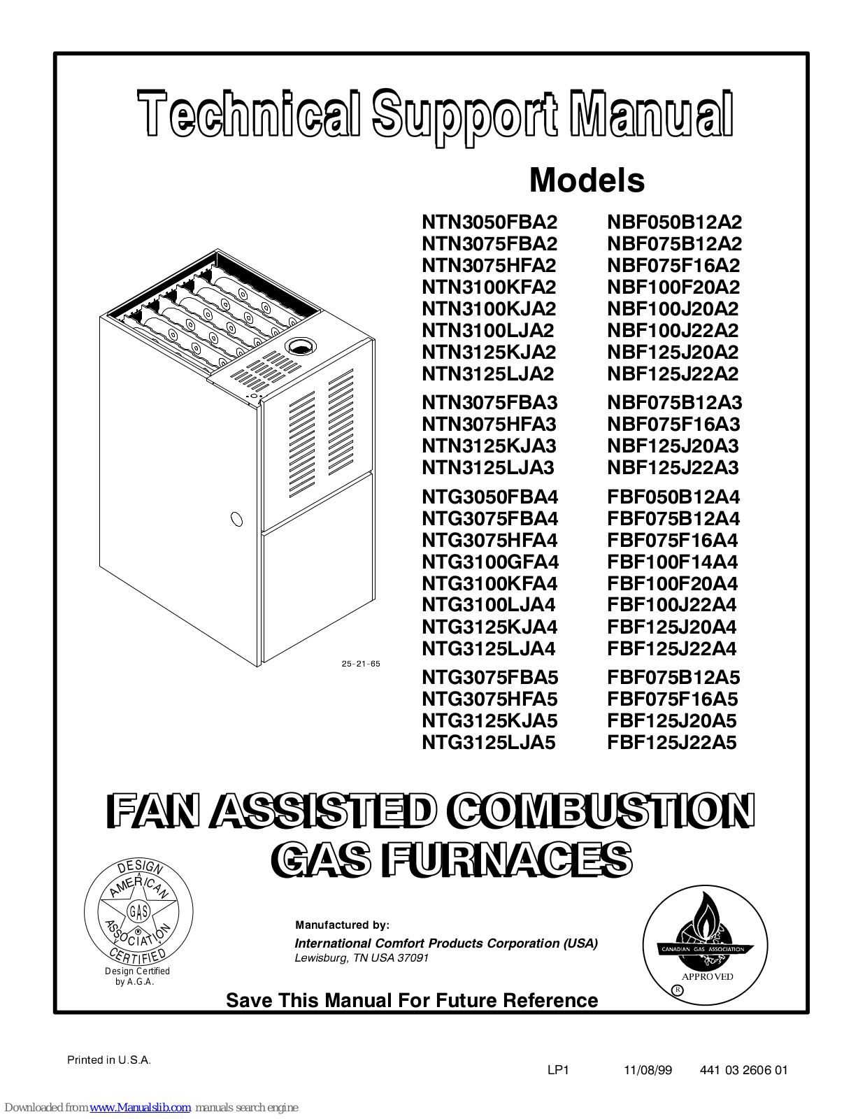 ICP fbf075f16a4, fbf075b12a4, fbf100f14a4, fbf100f20a4, fbf100j22a4 Technical Support Manual