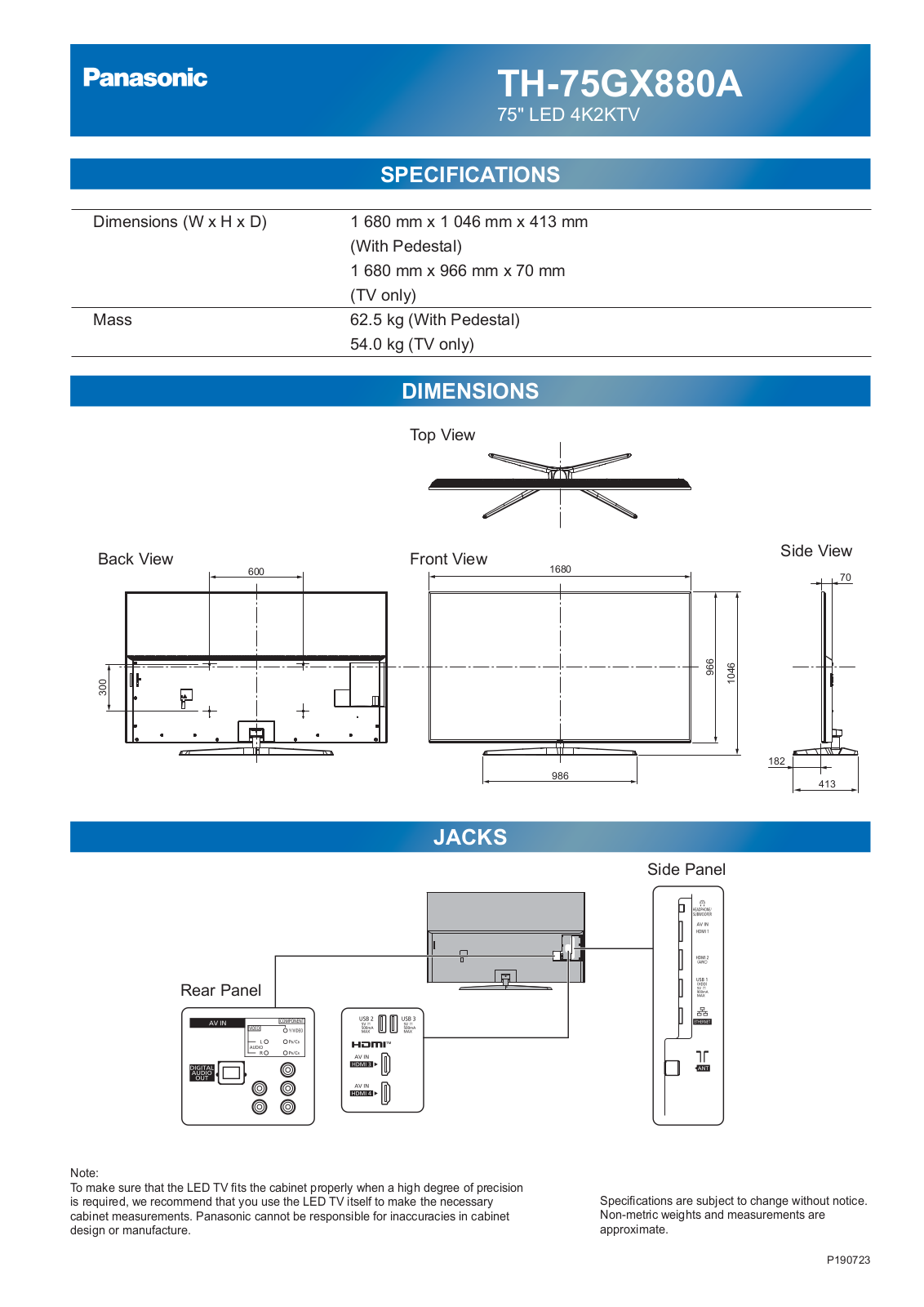 Panasonic TH-75GX880A User Manual