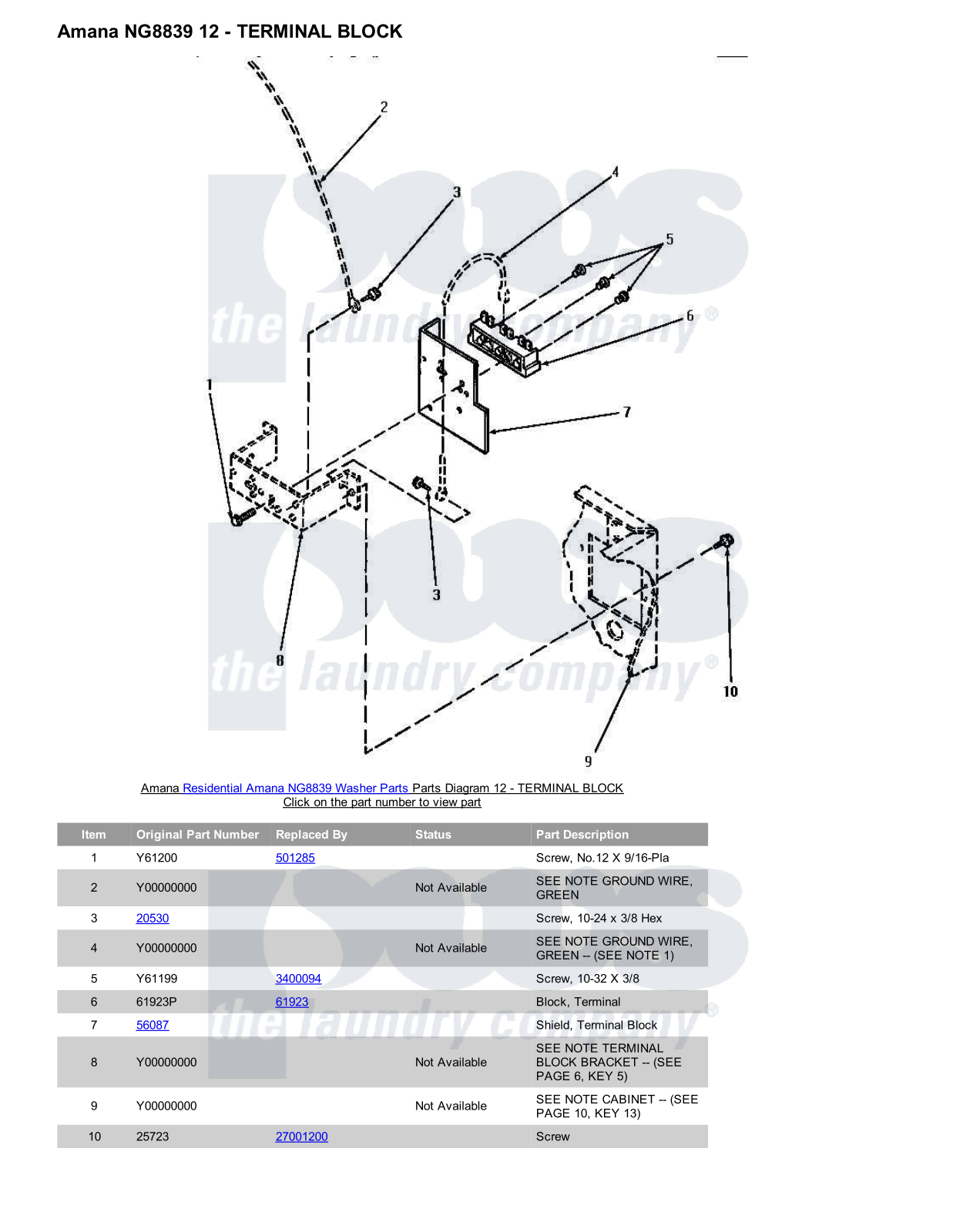 Amana NG8839 Parts Diagram