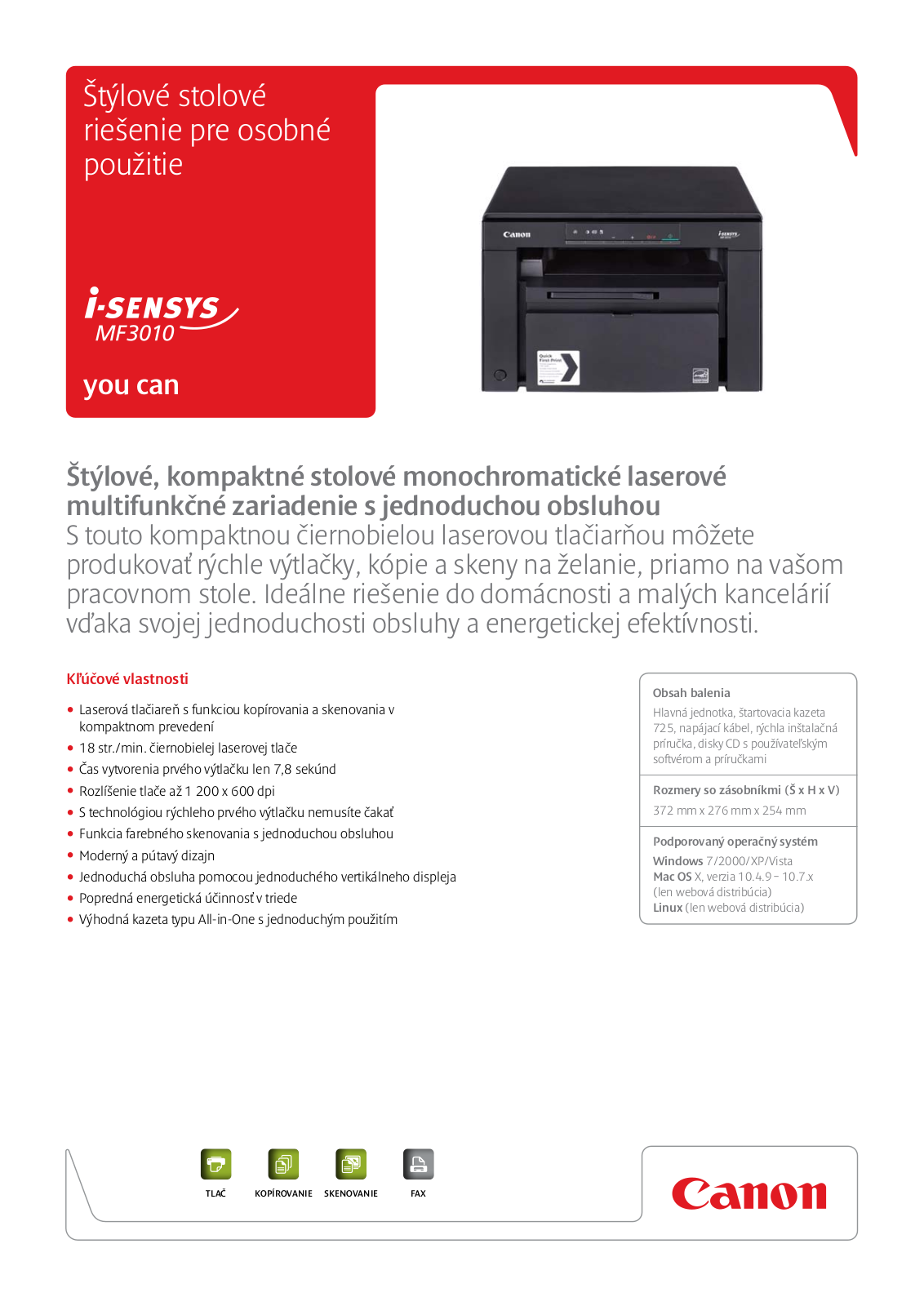 Canon I-SENSYS MF3010 BROCHURE