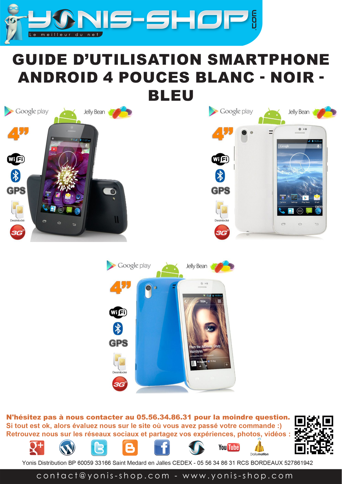 YONIS Smartphone 4 Guide d'utilisation