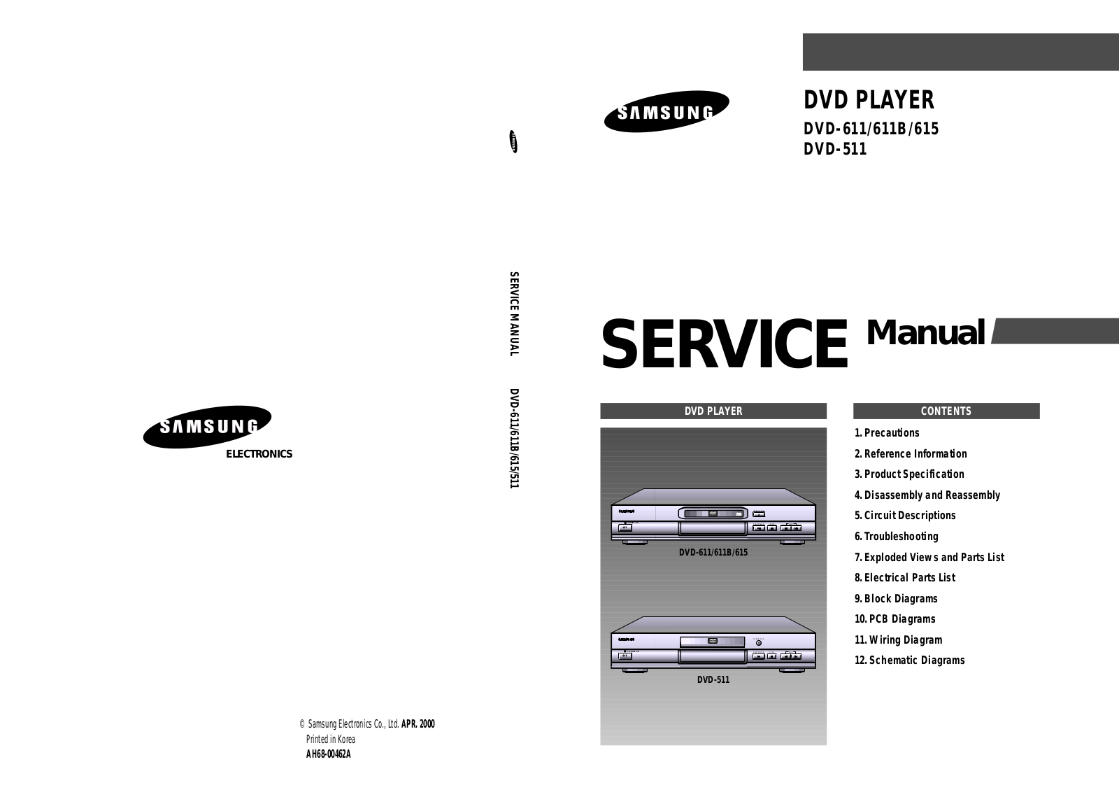 Samsung DVD611, Dvd-615 Service Manual