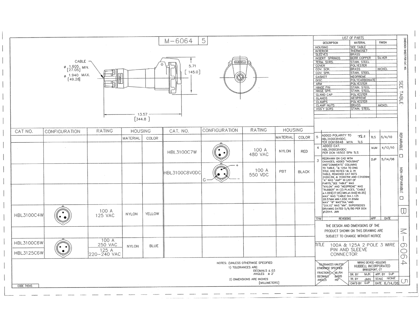 Hubbell HBL3100C Reference Drawing