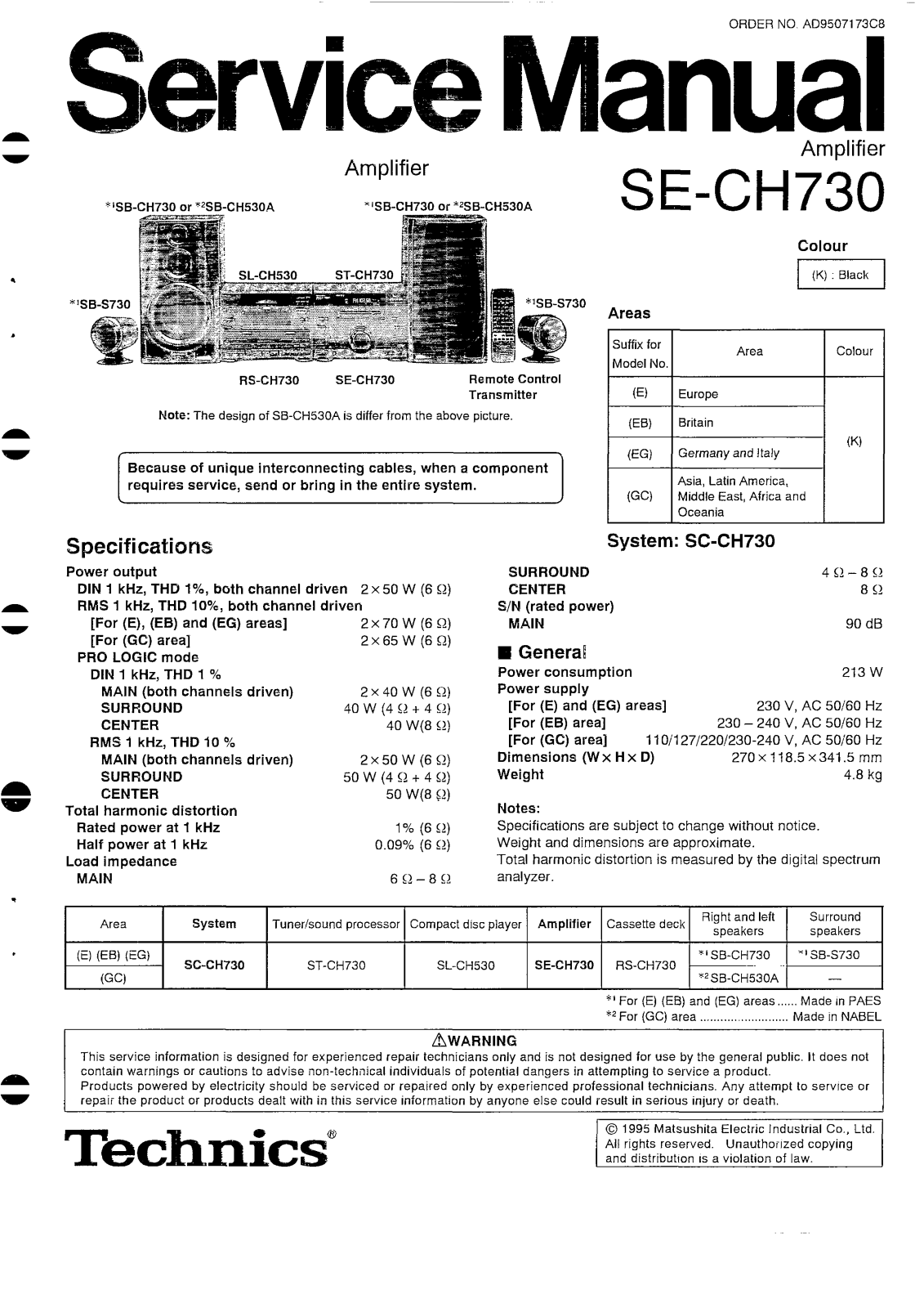 Technics SECH-730 Service manual