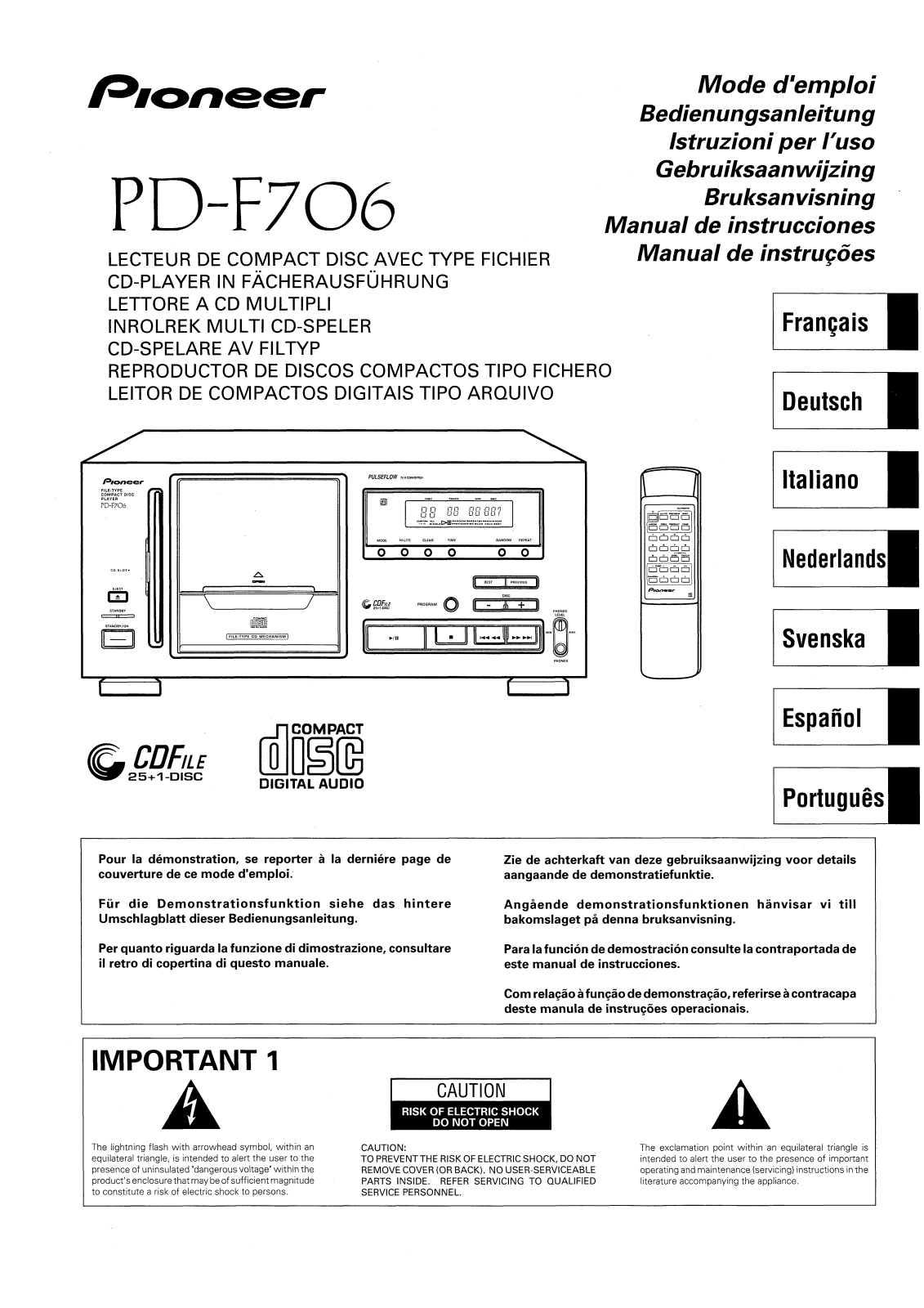 PIONEER PD-F706 User Manual