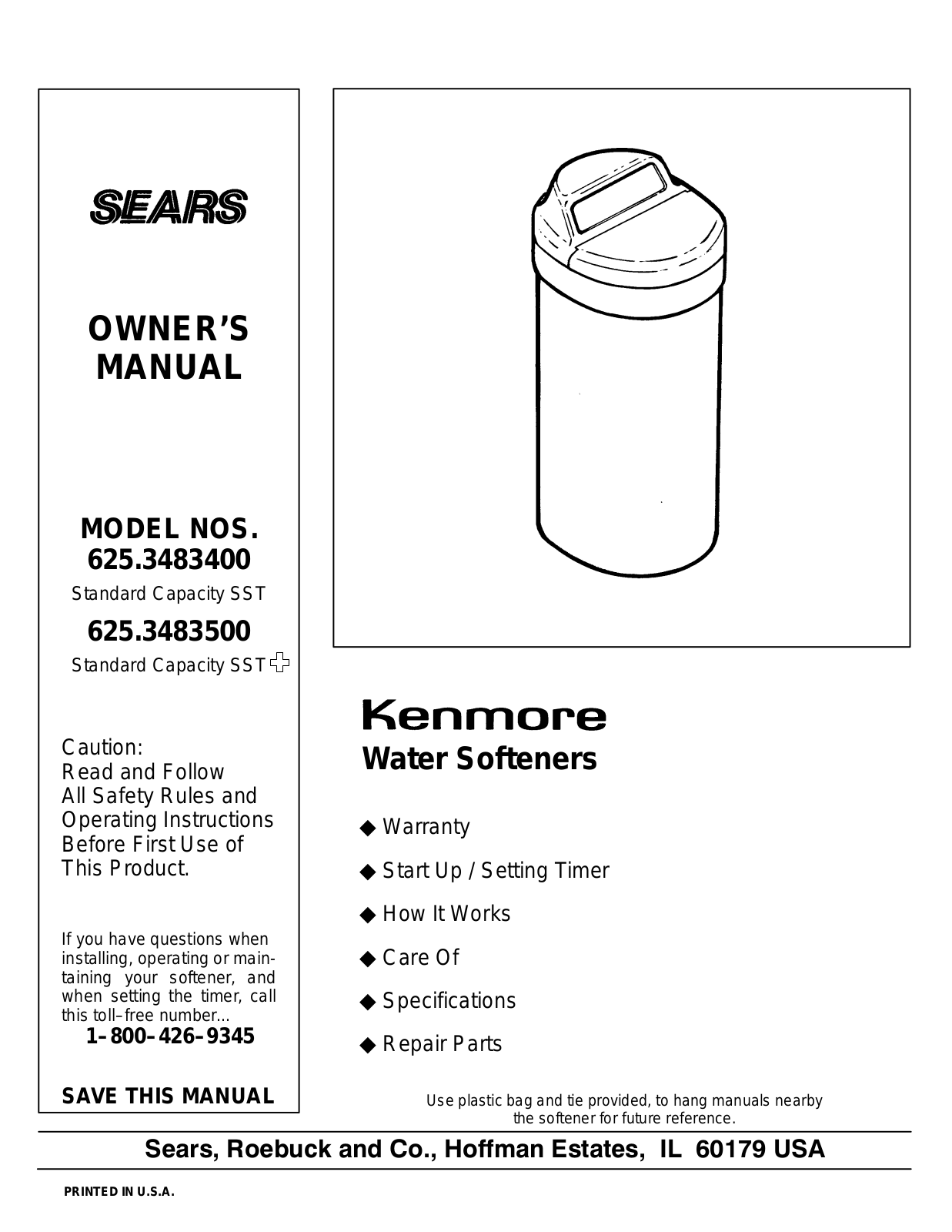 Kenmore 625.3483400, 625.3483500 User Manual