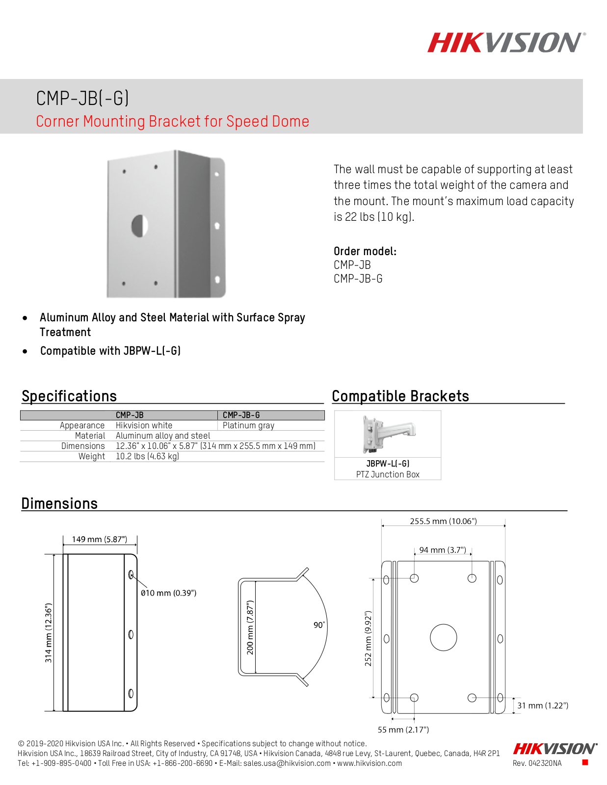 Hikvision CMP-JB-G Specsheet - ManualMachine.com