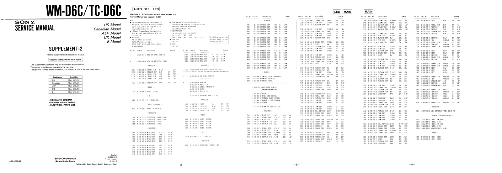 Sony TCD-6-C, WMD-6-C Schematic