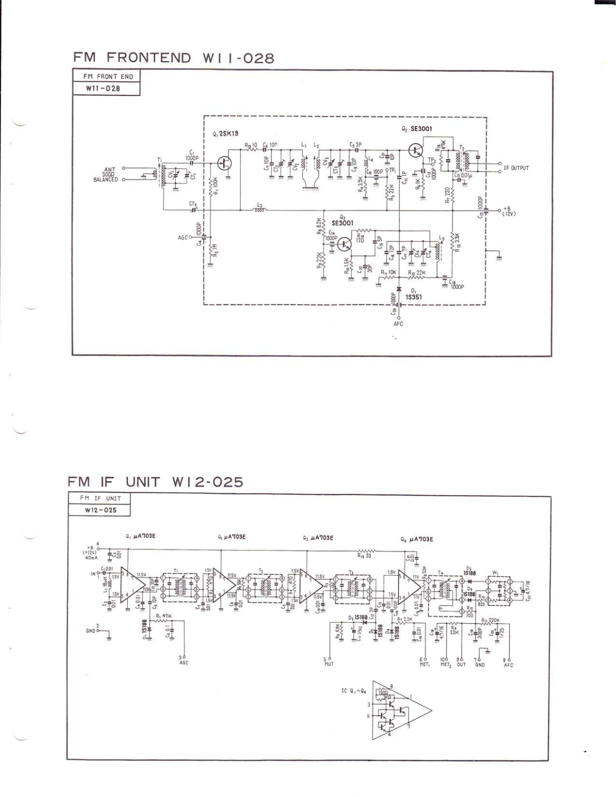 Pioneer W11-028, W12-025 Schematic