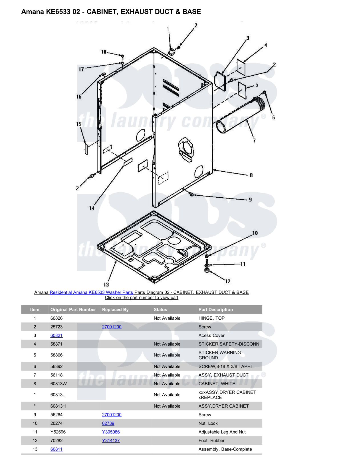 Amana KE6533 Parts Diagram