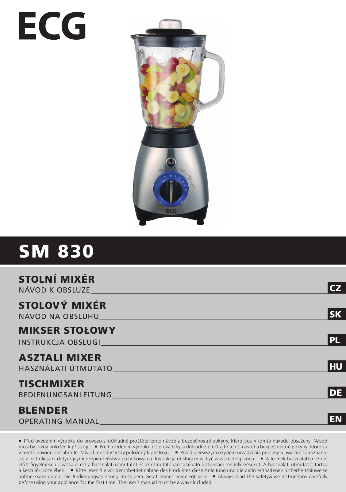 ECG SM 830 User Manual