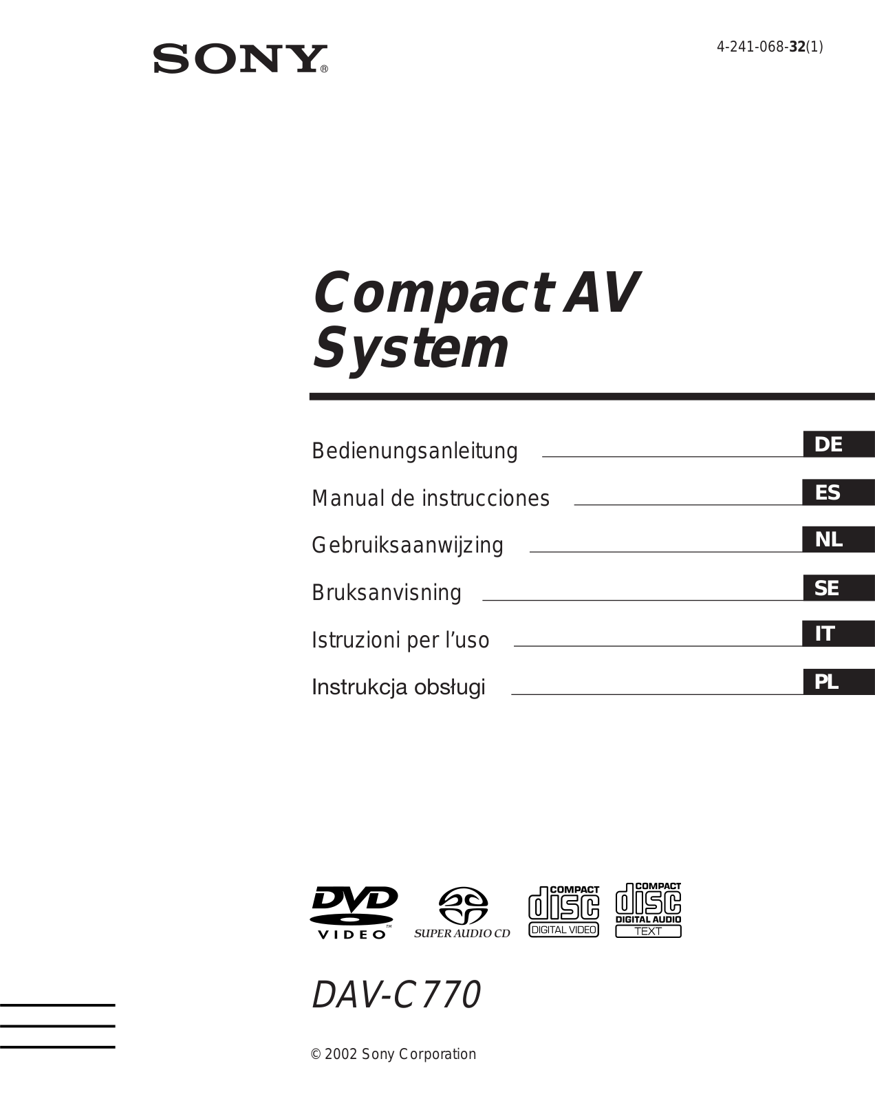 Sony DAV-C770 User Manual