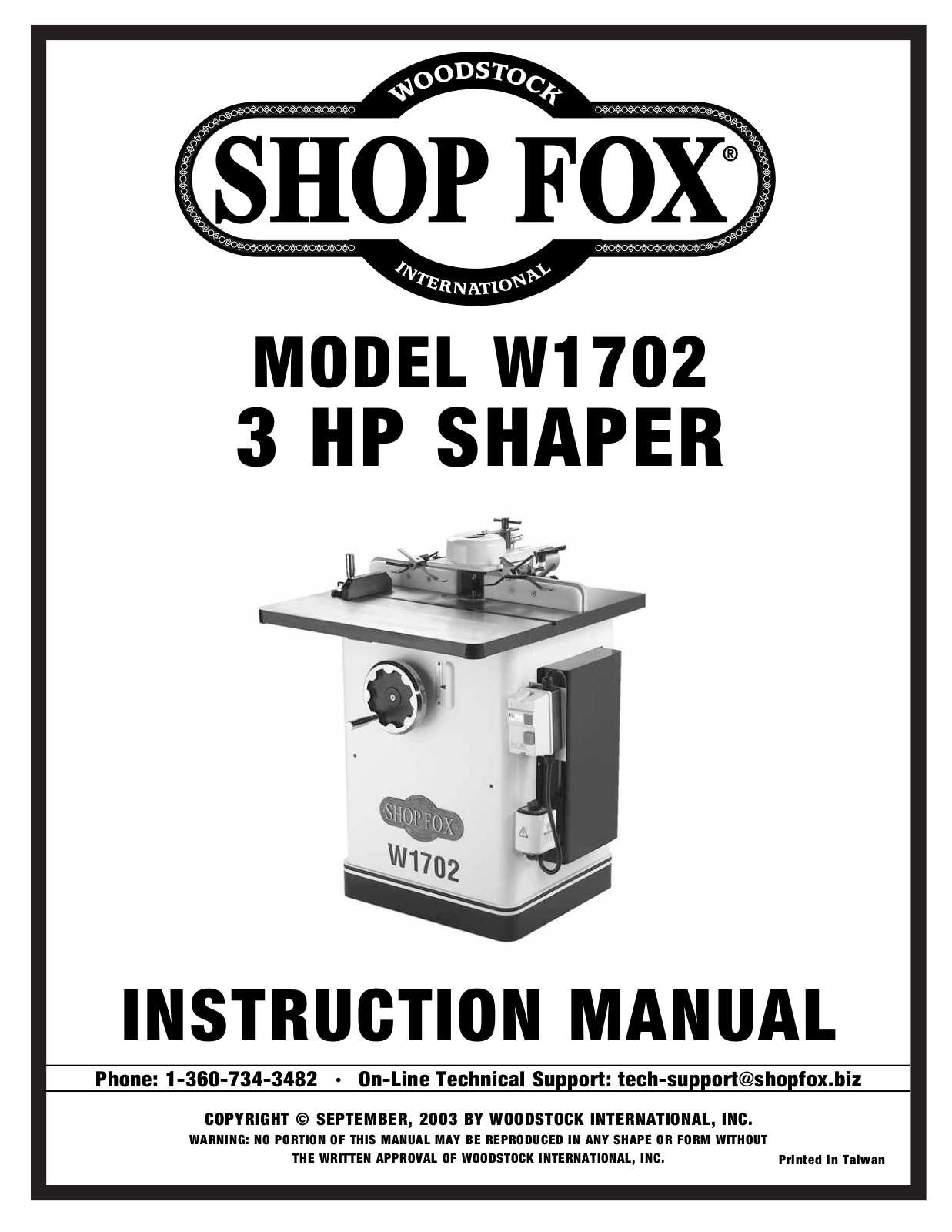 Woodstock W1702 User Manual