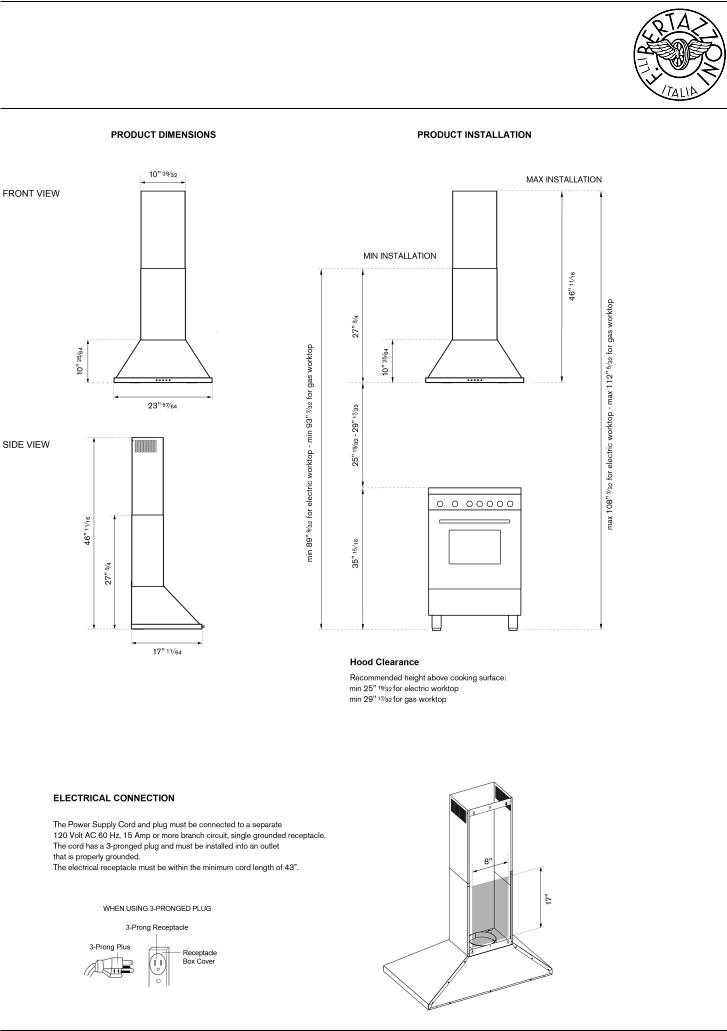 Bertazzoni KCH24XV Specification Sheet