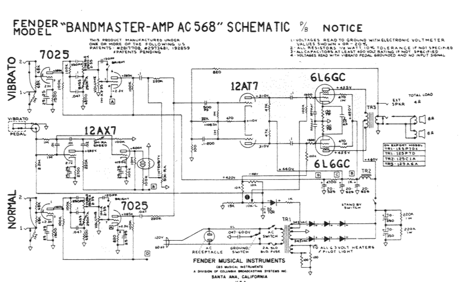 Fender AC568 Schematic