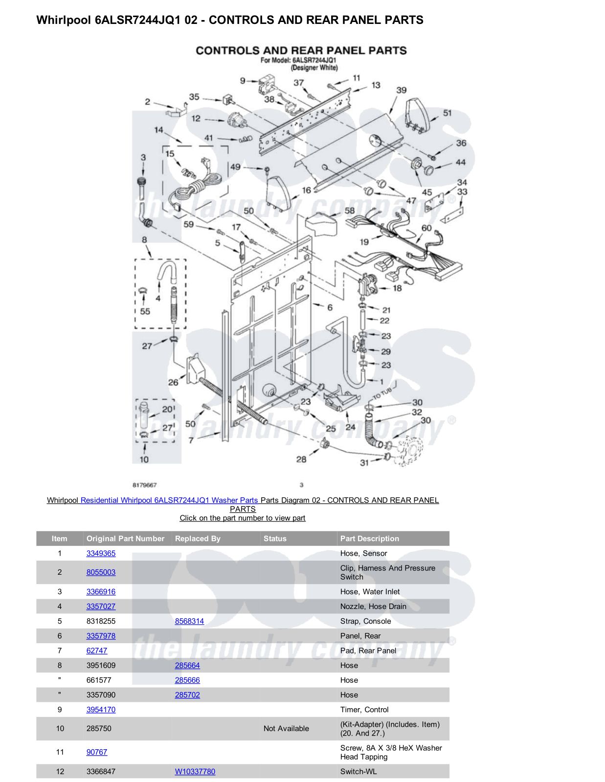 Whirlpool 6ALSR7244JQ1 Parts Diagram