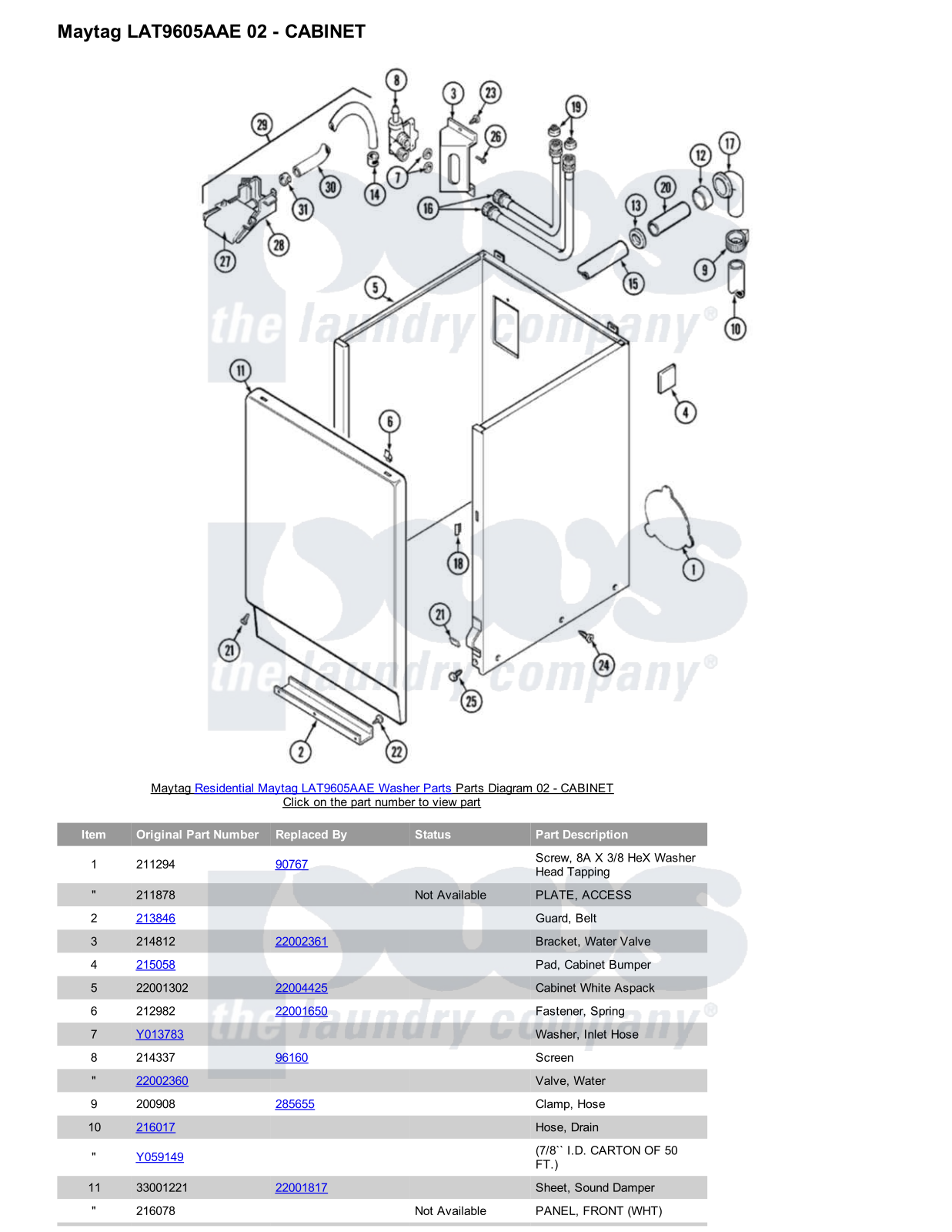 Maytag LAT9605AAE Parts Diagram