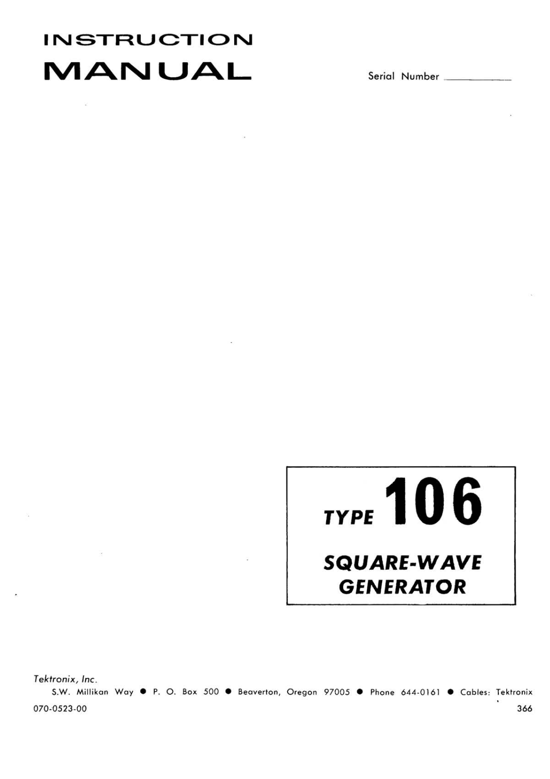 Tektronix 106 Service manual