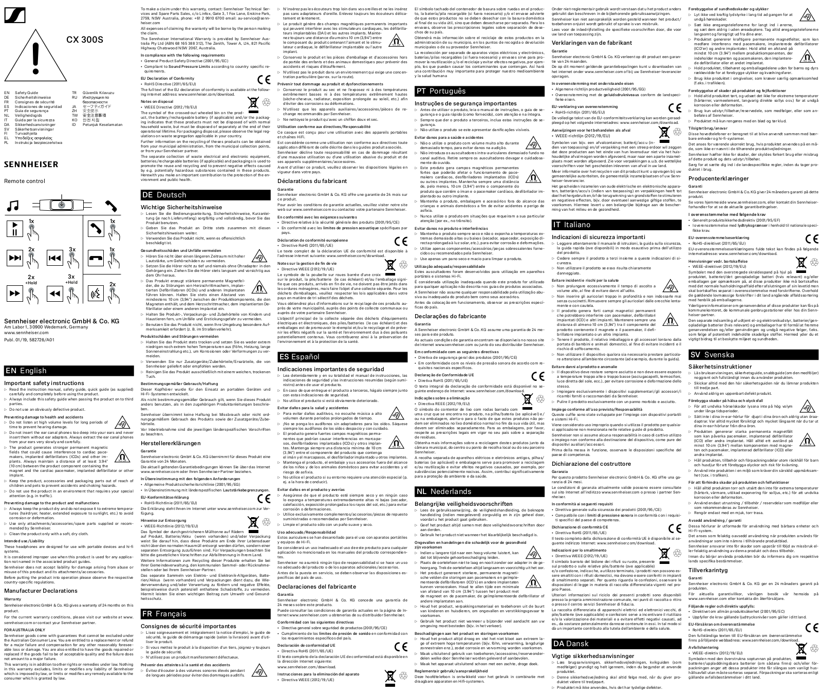 SENNHEISER CX300S User Manual