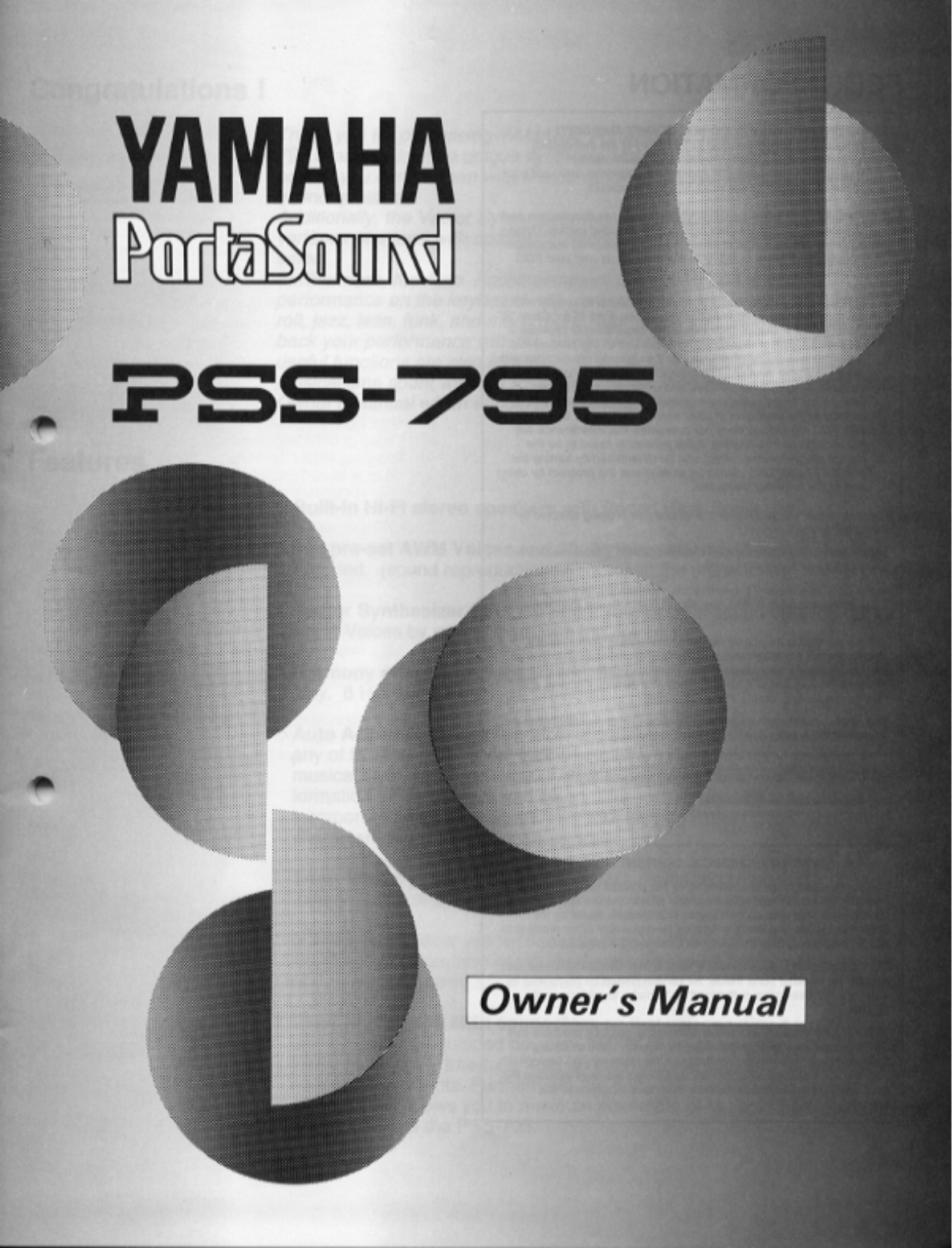 Yamaha PSS795E1 User Manual