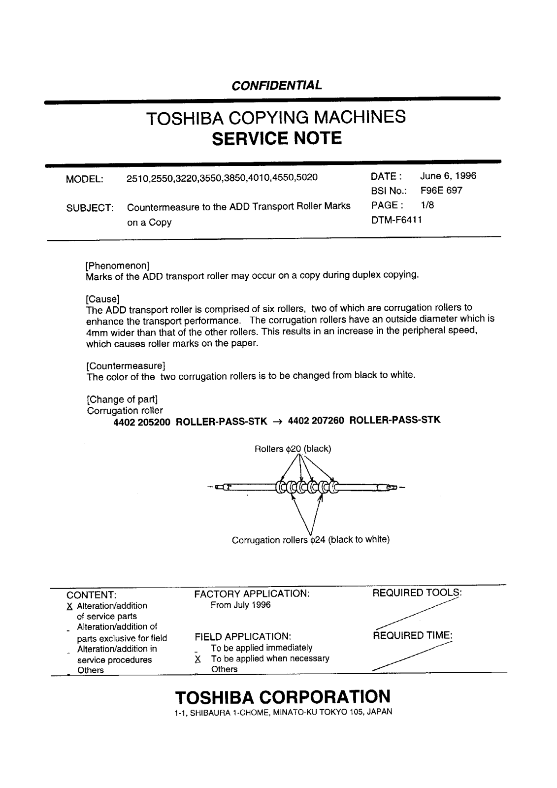 Toshiba f96e697 Service Note