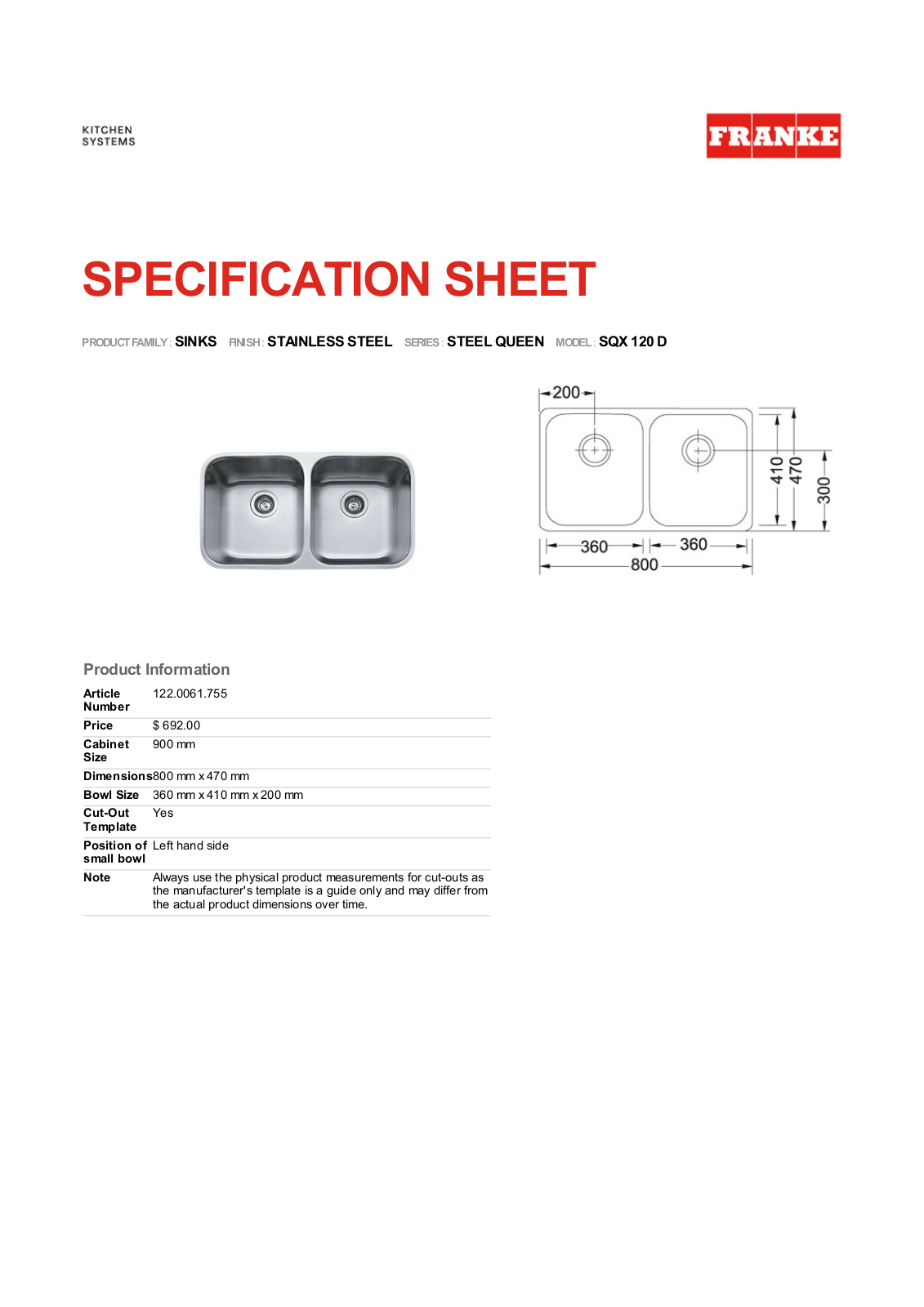 Franke Foodservice SQX 120 D User Manual