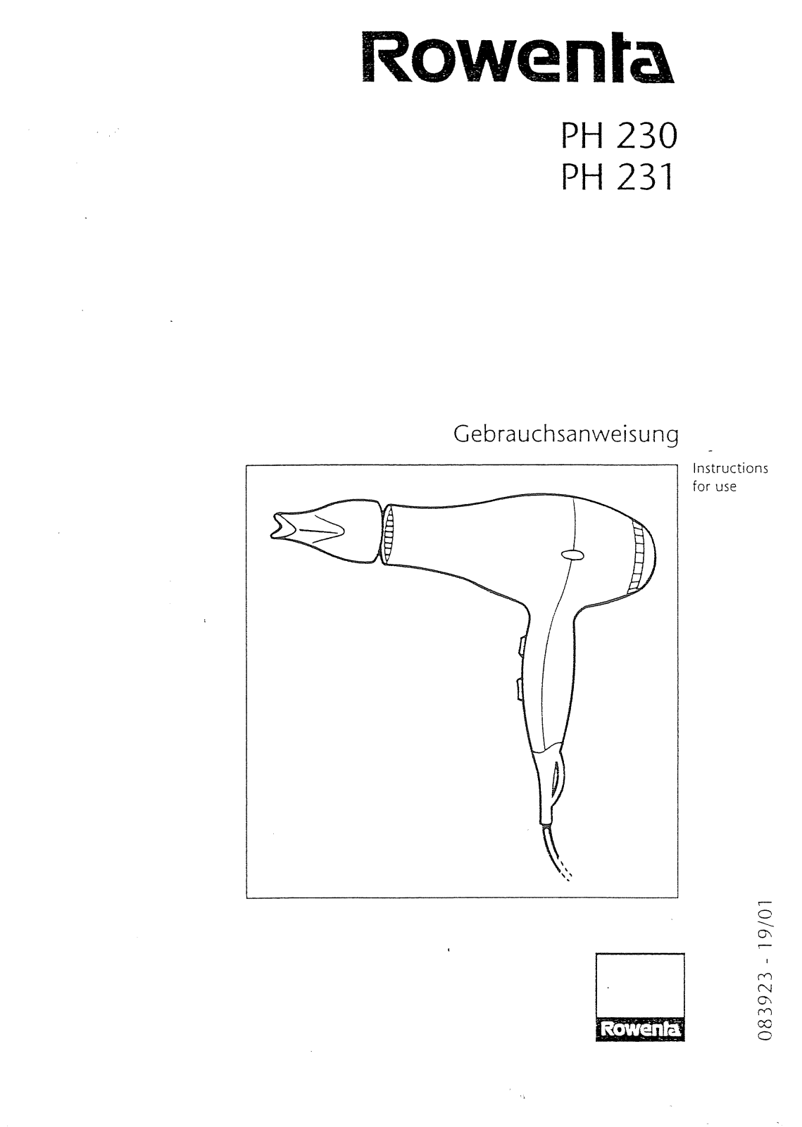 Rowenta PH 230 User manual