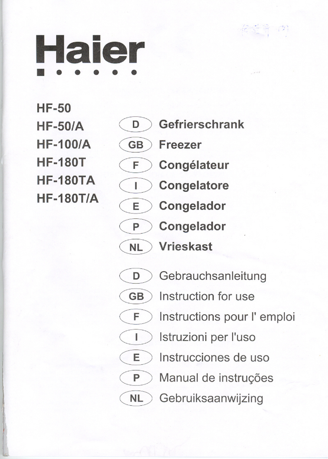HAIER HF100, HF50 User Manual