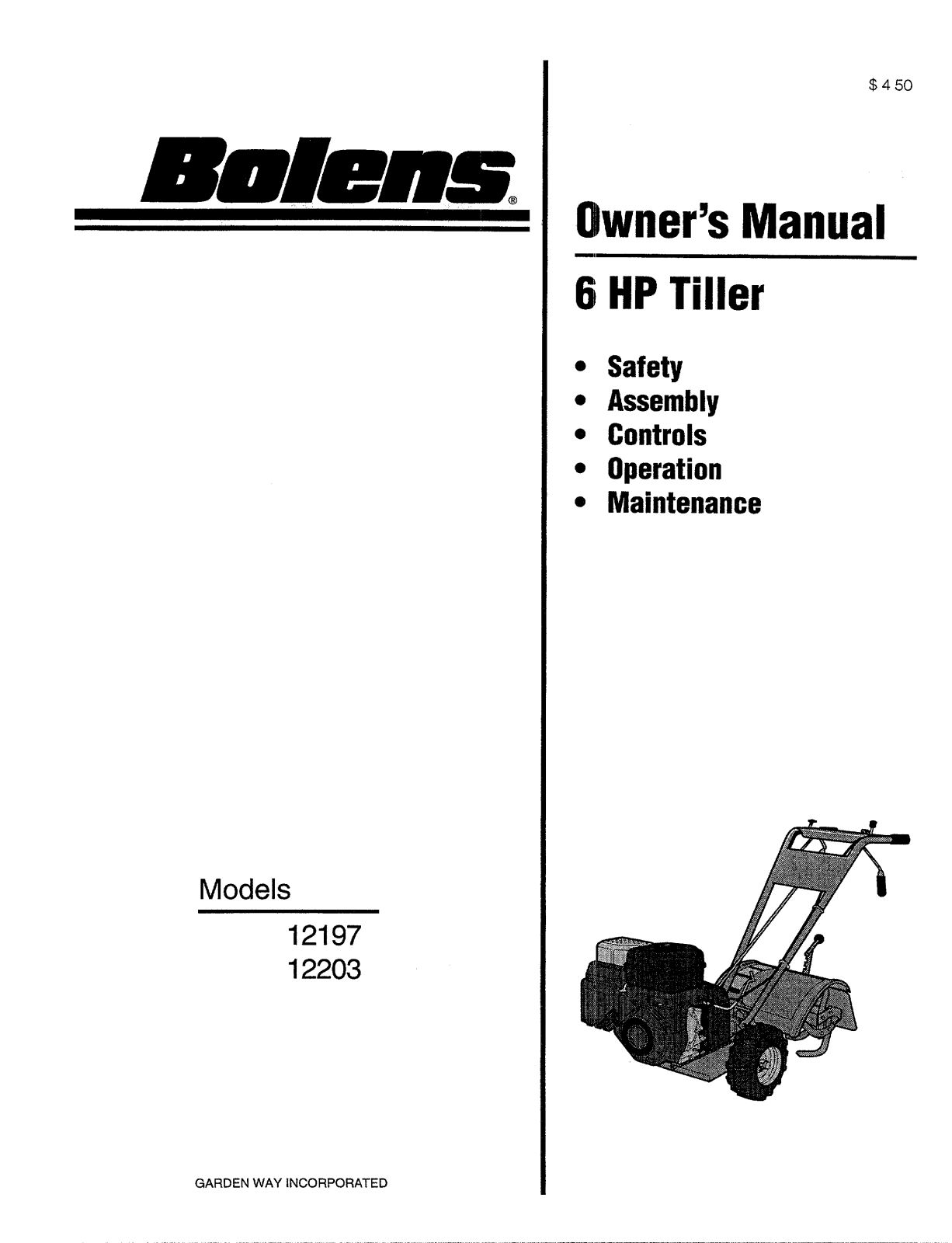 Bolens 12197 User Manual