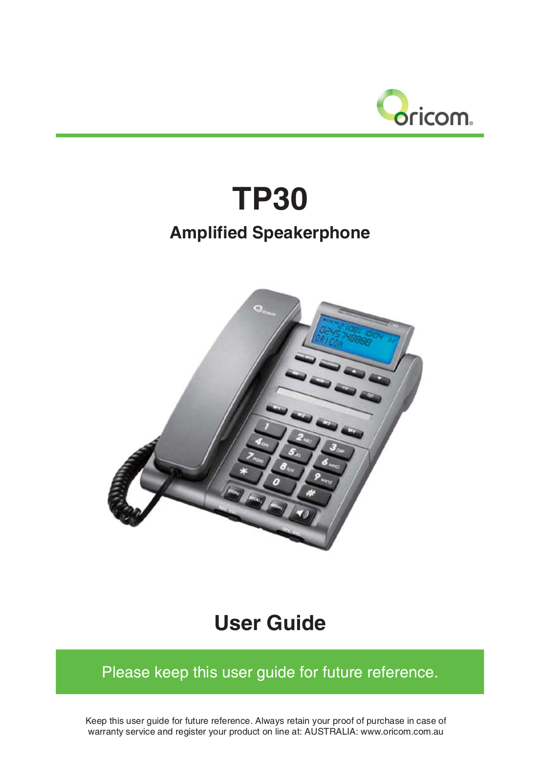 Oricom TP30 User Manual