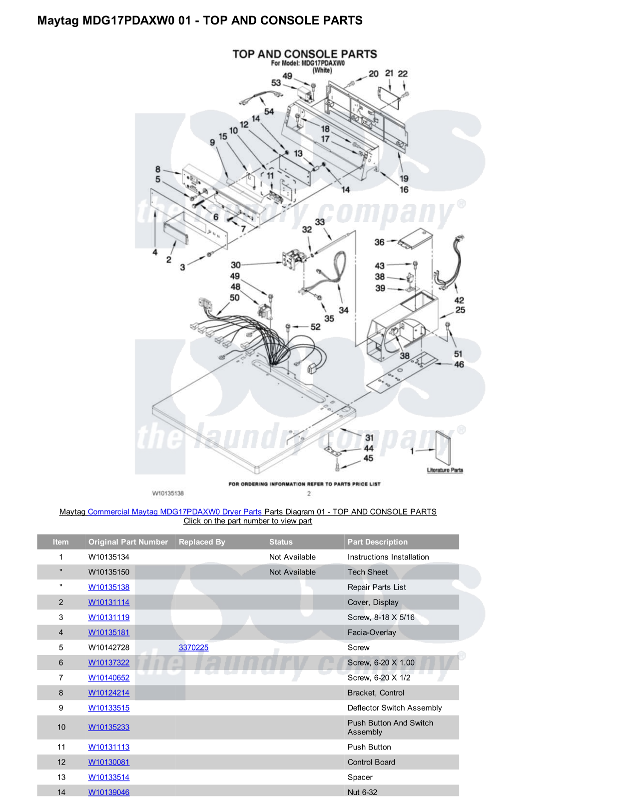 Maytag MDG17PDAXW0 Parts Diagram