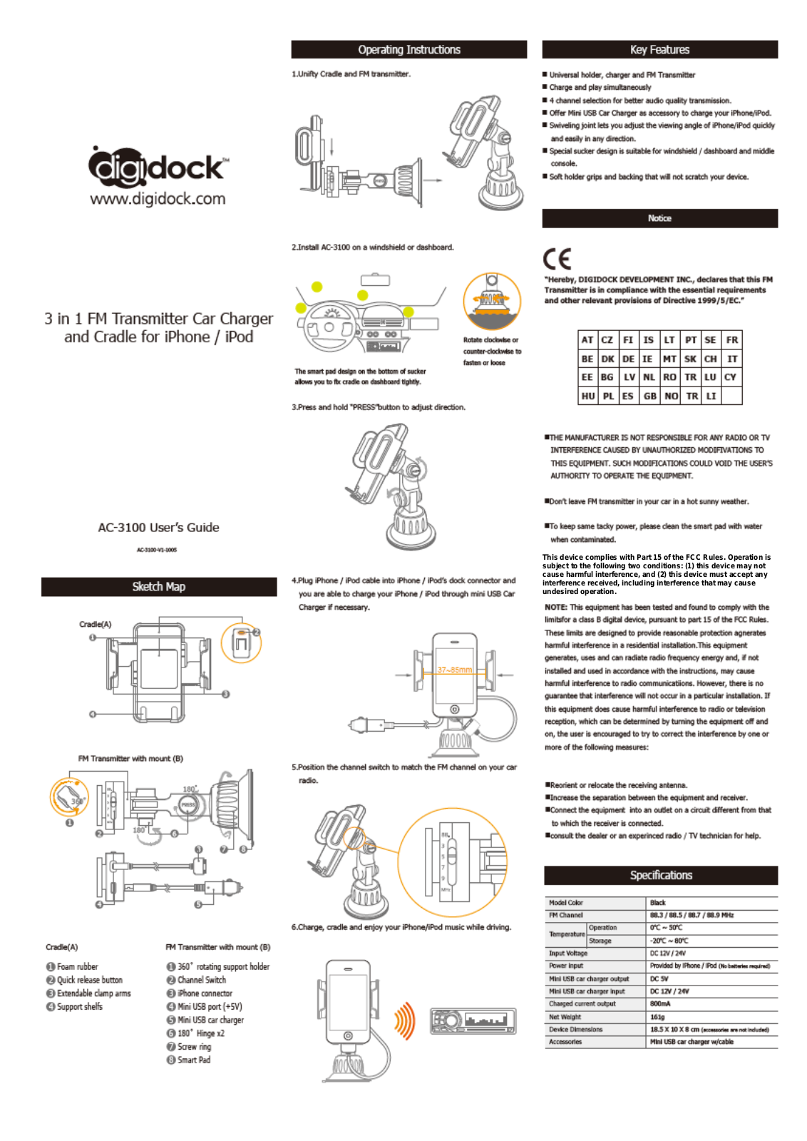 DIGIDOCK DEVELOPMENT AC3100 Users Manual