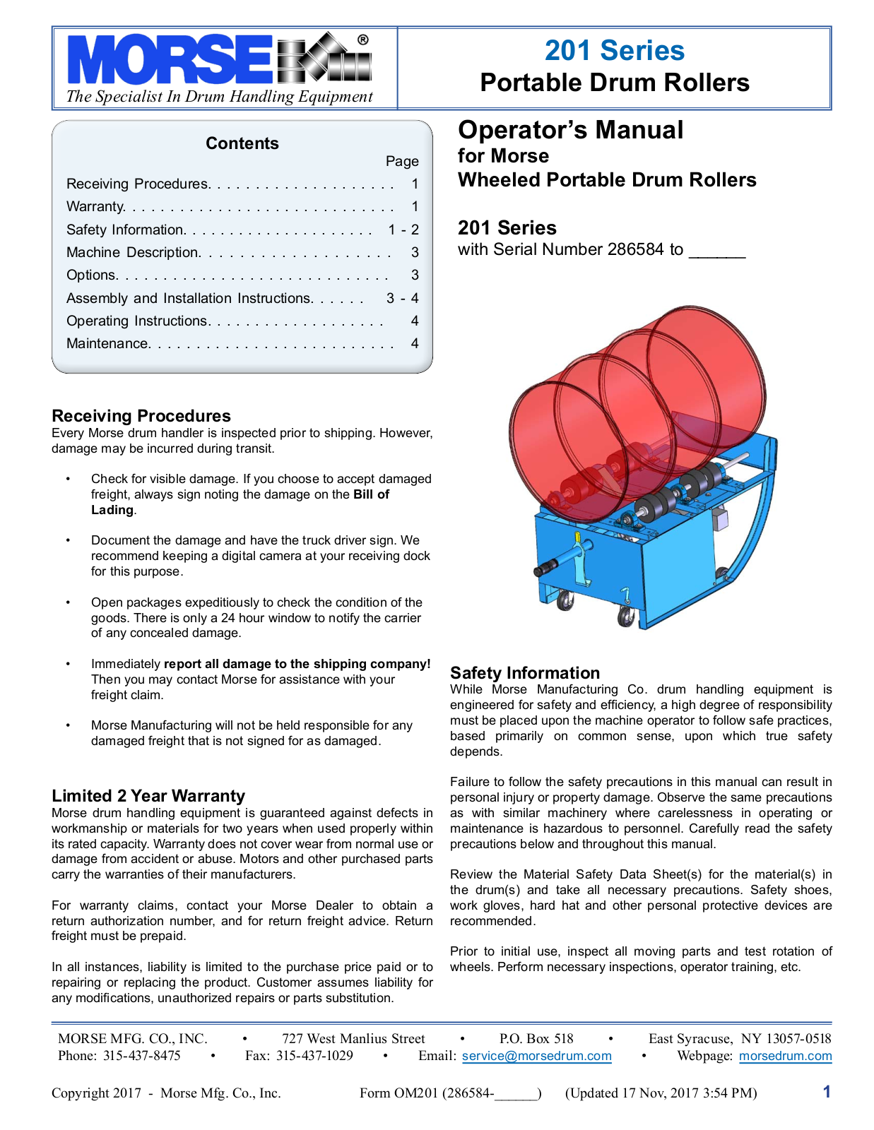 Morse 201/20-A User Manual