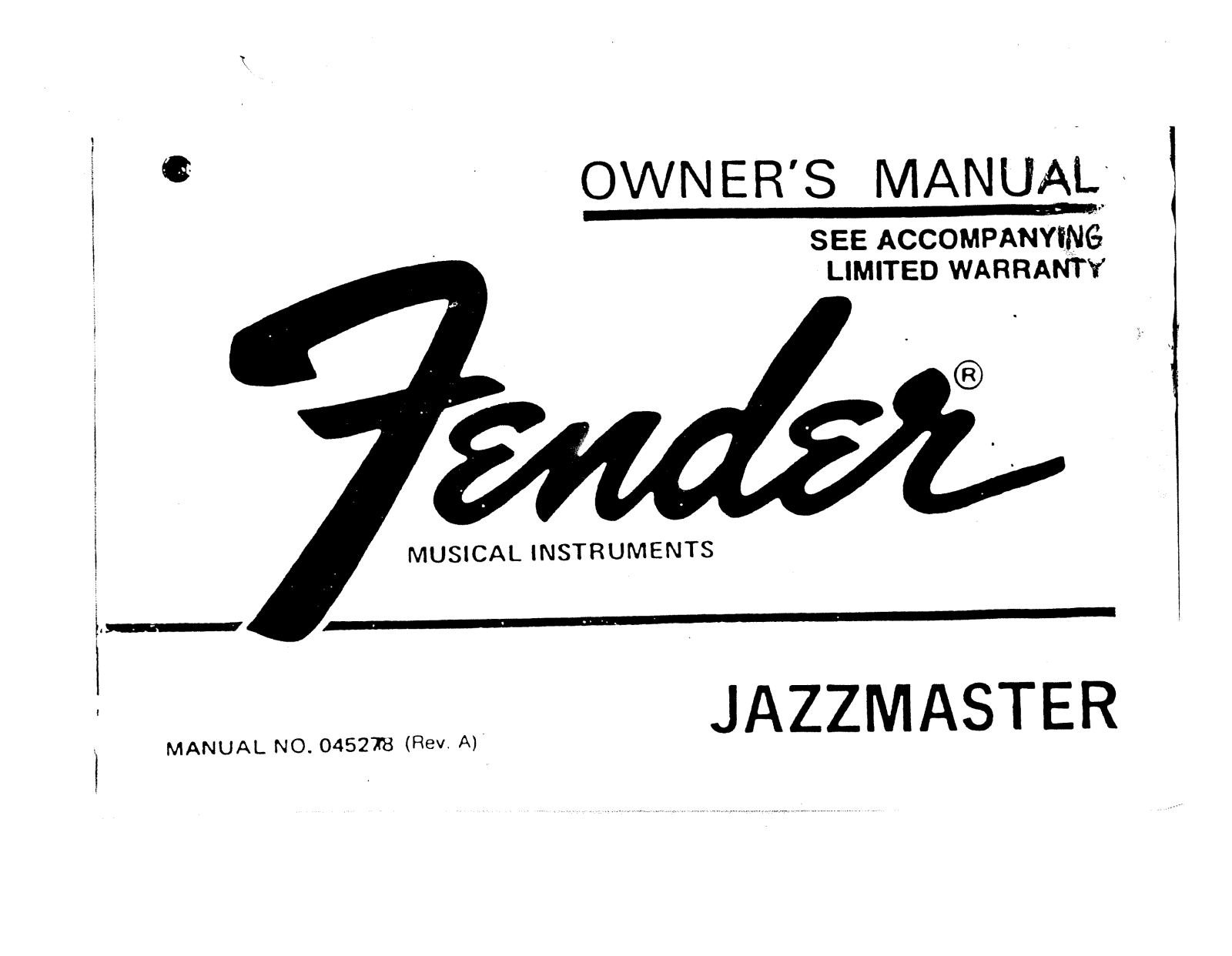 Fender JAZZMASTER User Manual