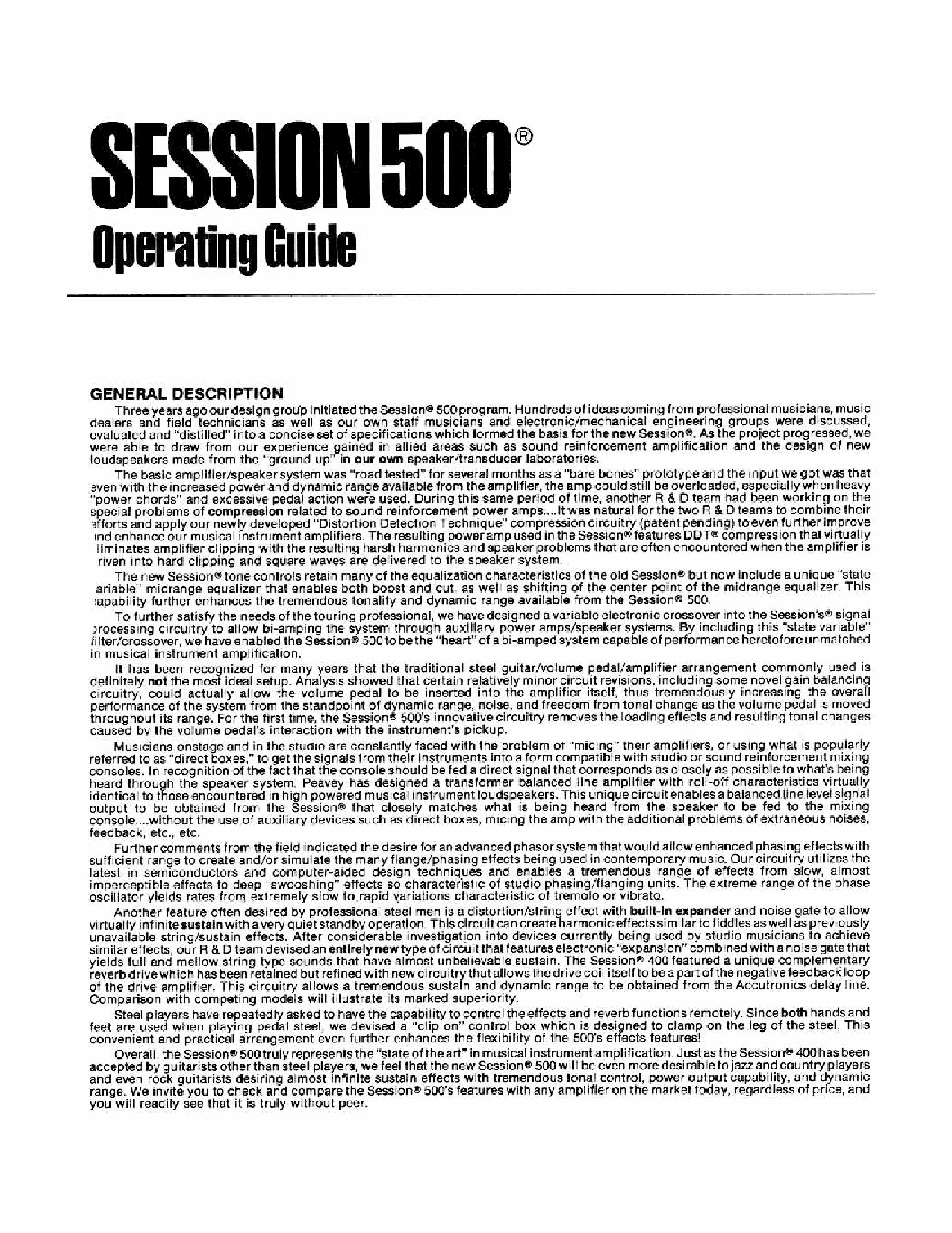 Peavey Session 500 User Manual