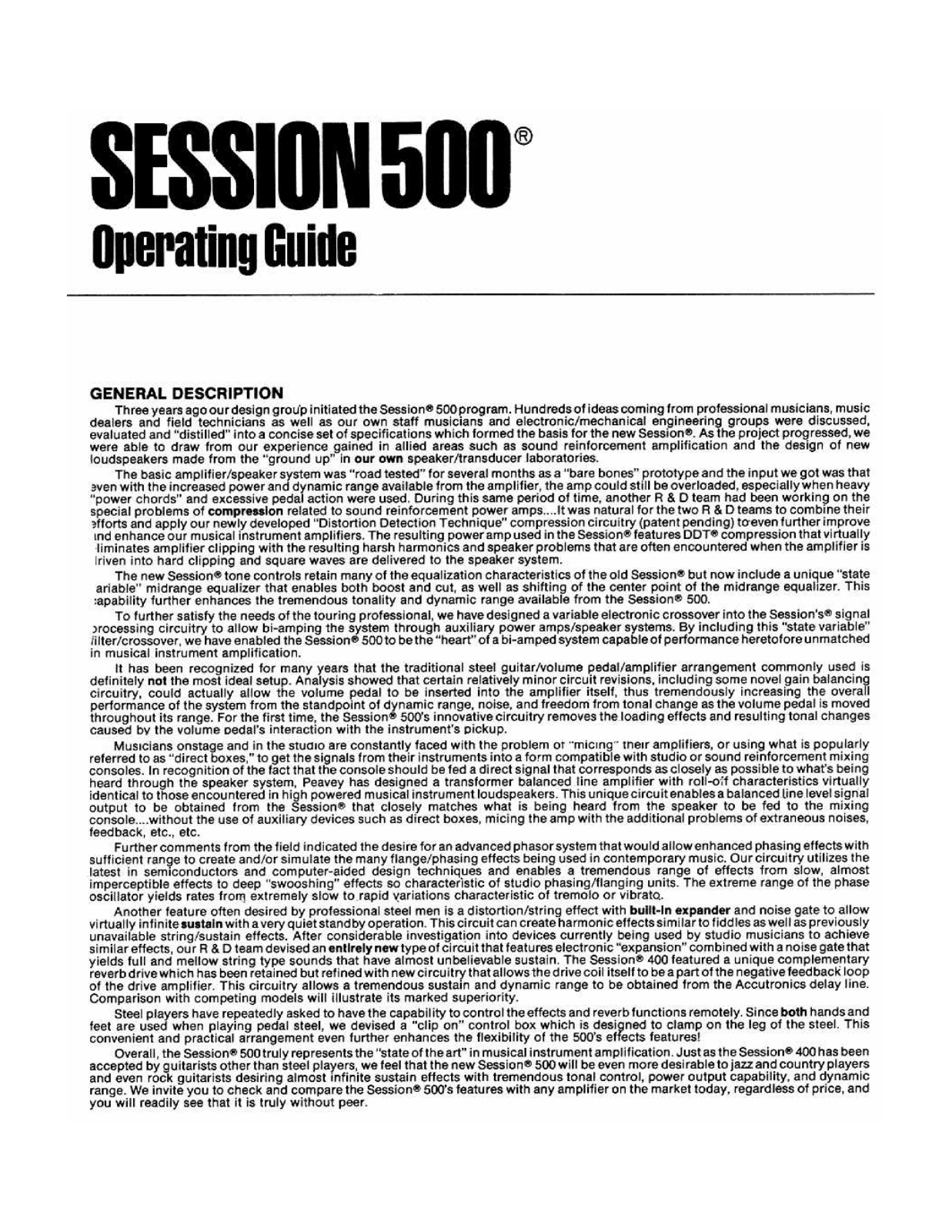 Peavey Session 500 User Manual