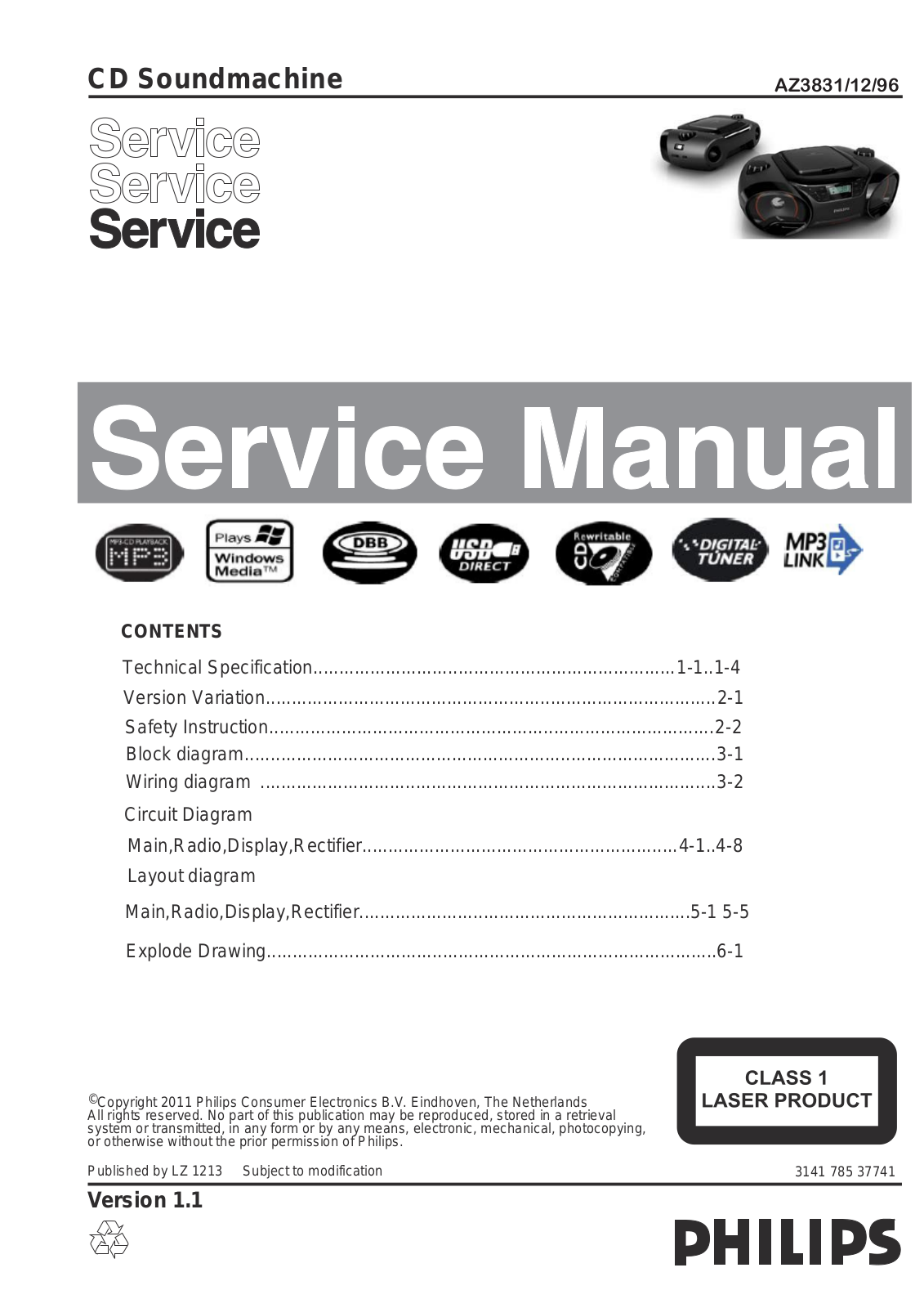 Philips AZ-3831 Service Manual