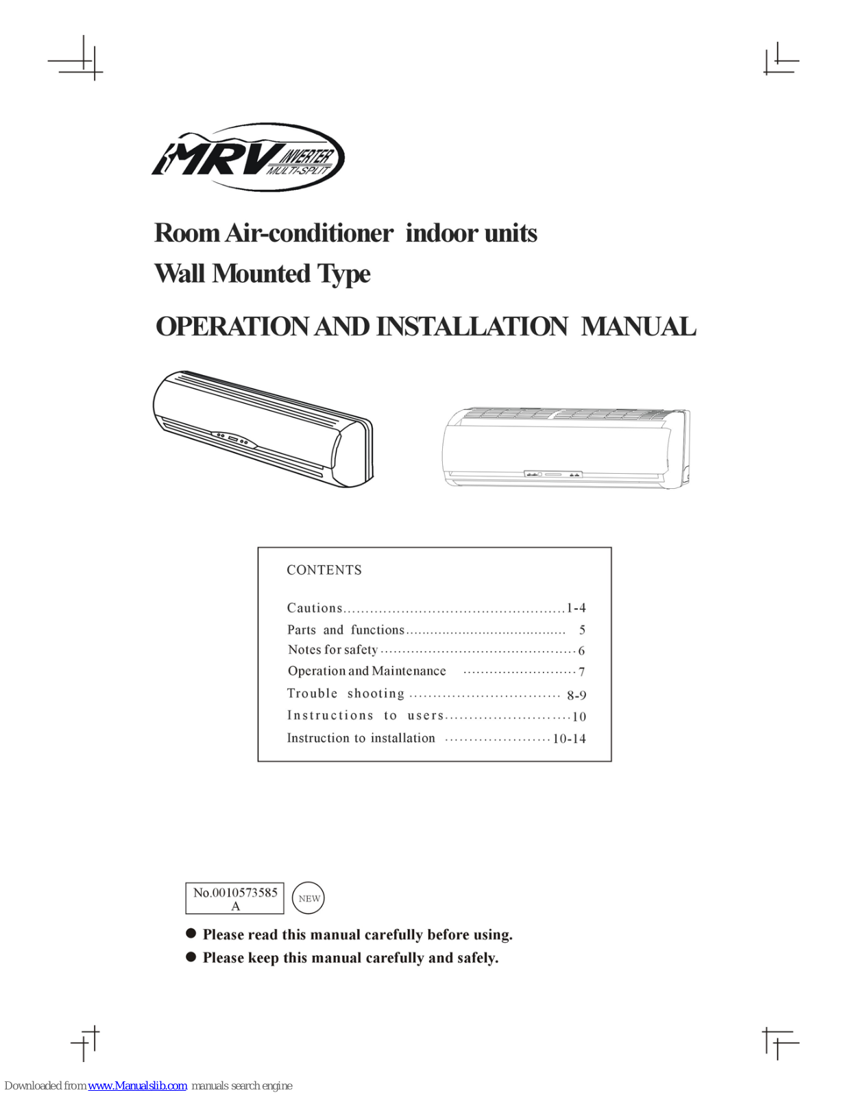 Haier AS072FCBHA, AS092FCBHA, AS122FCBHA, AS142FCBHA, AS182FCBHA Operation And Installation Manual