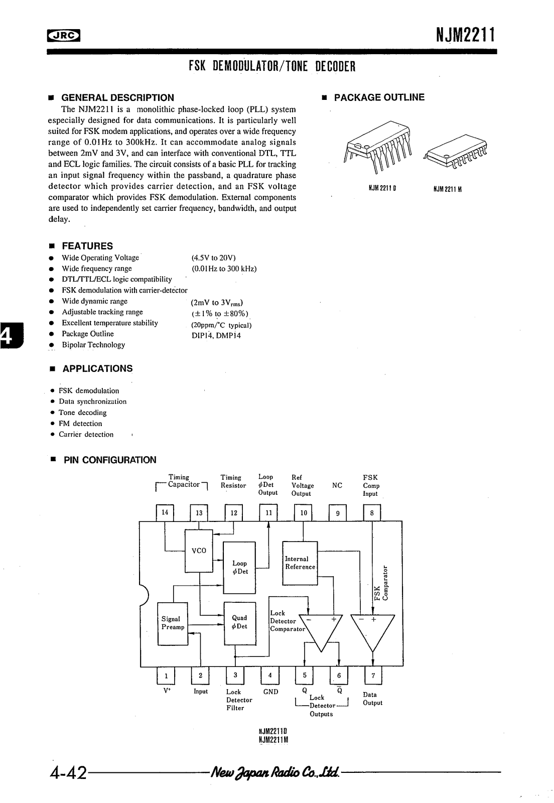 JRC NJM2211M, NJM2211D Datasheet