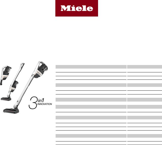 Miele Triflex HX1 - SMUL0 Specification Sheet