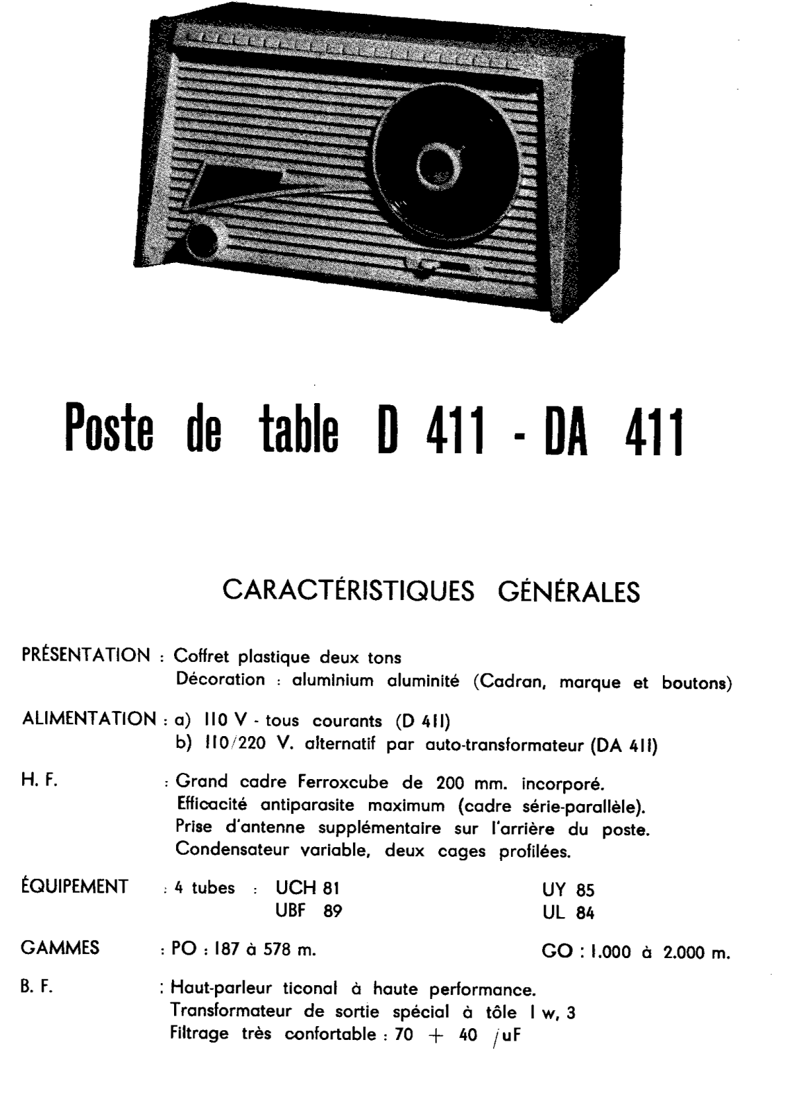 Continental Edison D-411 Schematic