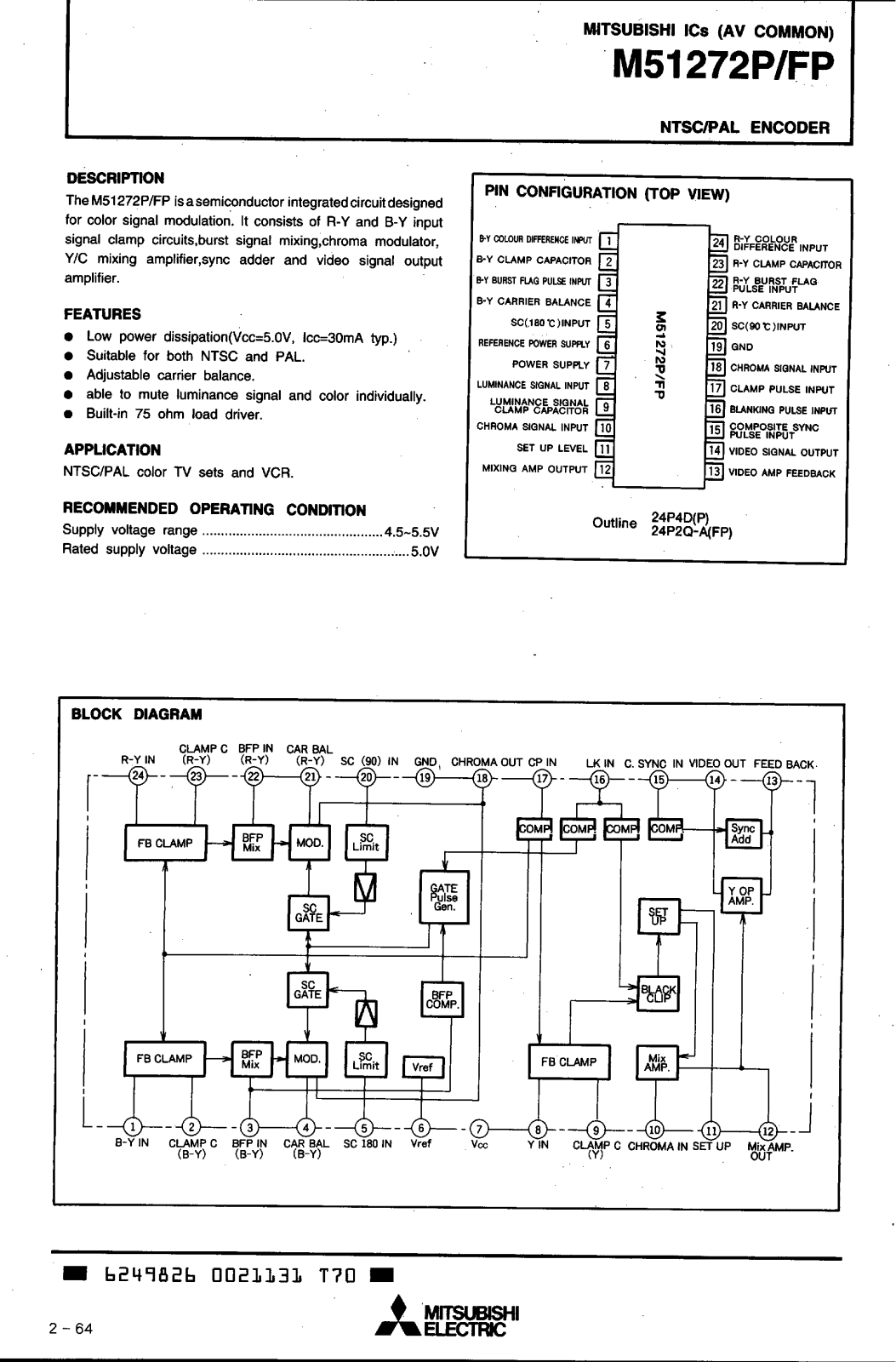 Mitsubishi M51272P, M51272FP Datasheet