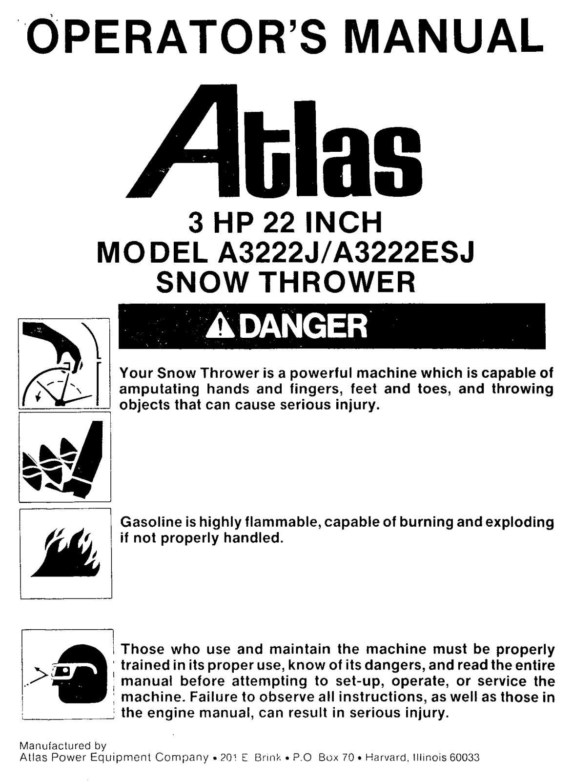 atlas a3222j, a3222esj user Manual