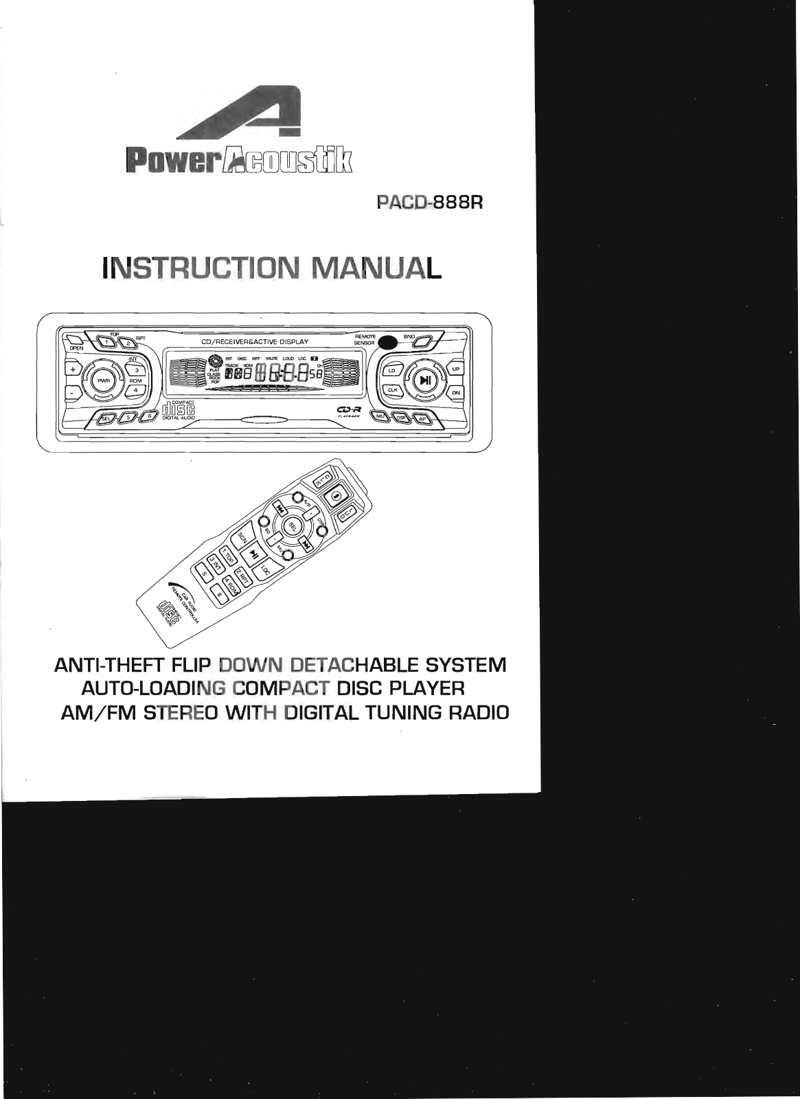 Power Acoustik PACD-889R User Manual