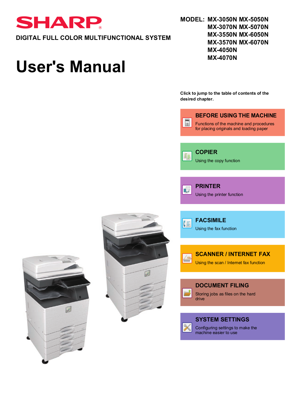 Sharp MX-4070N, MX-4050N, MX-3570N, MX-6070N, MX-6050N User Manual