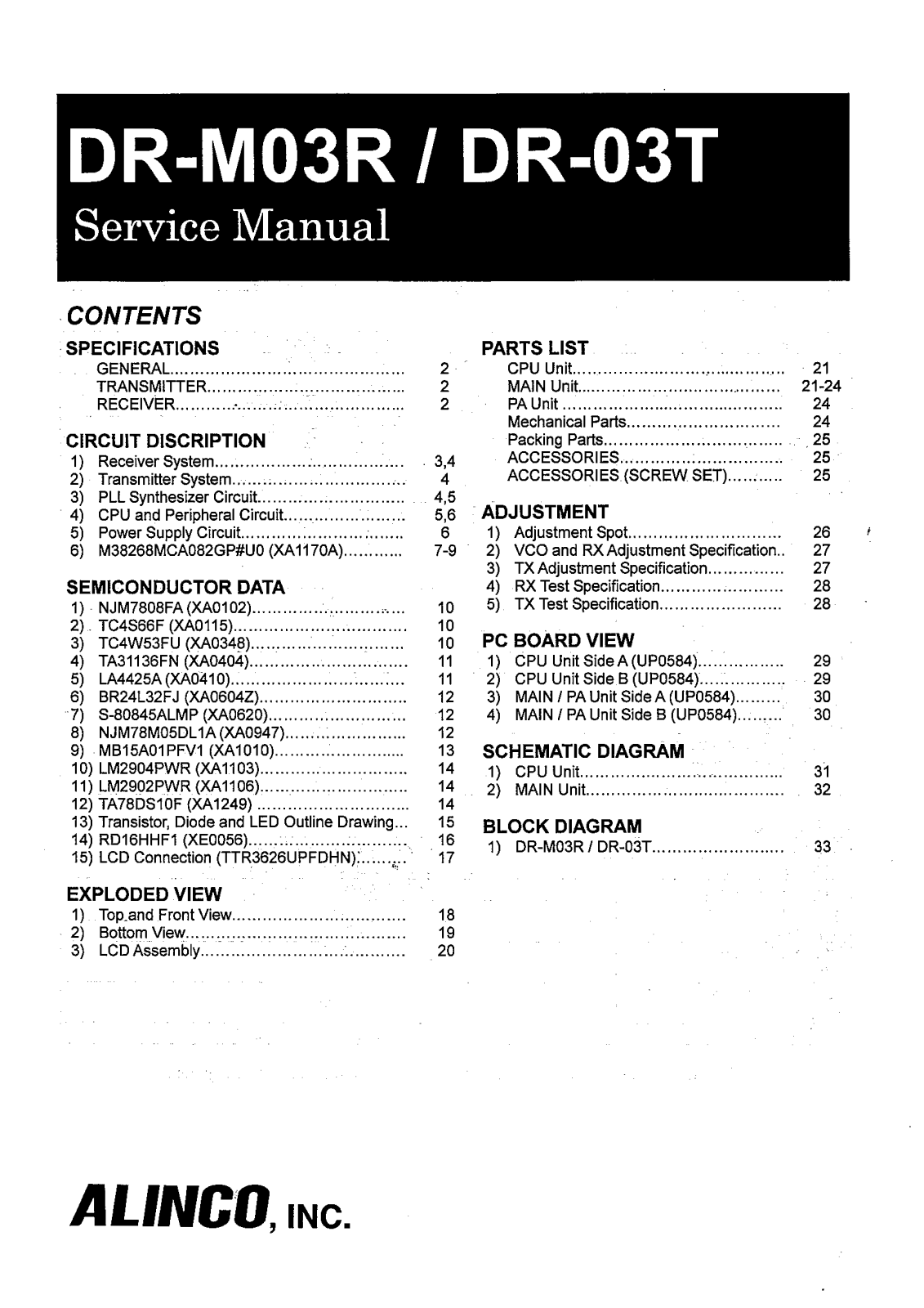 Alinco dr03sx Service Manual