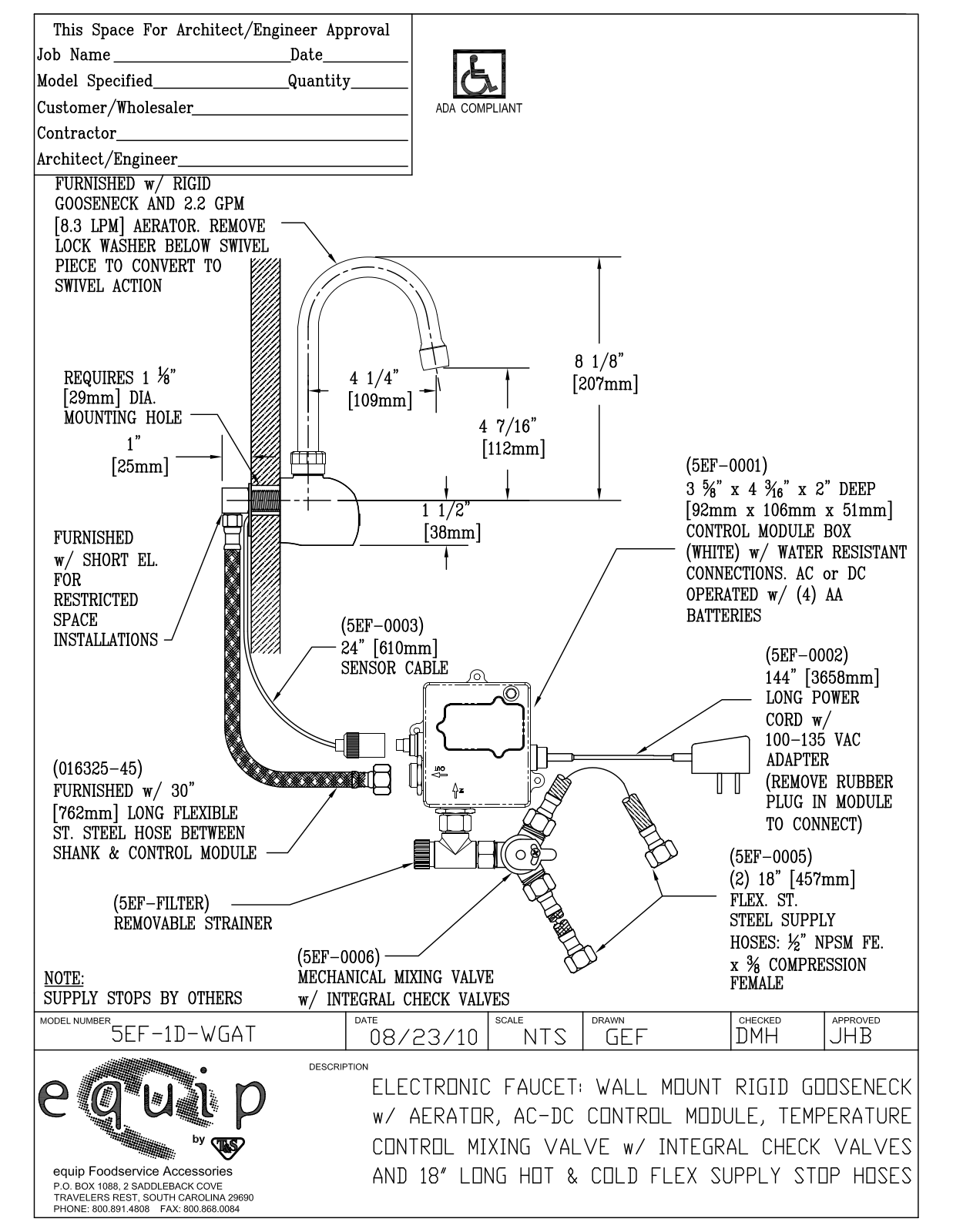 T&S Brass 5EF-1D-WGAT User Manual