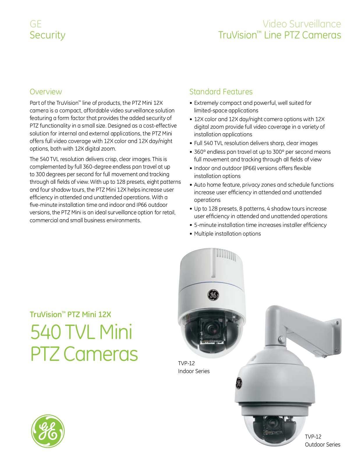 Interlogix TVP-12DN, TVP-12C-E, TVP-12C, TVP-12DN-E Specsheet